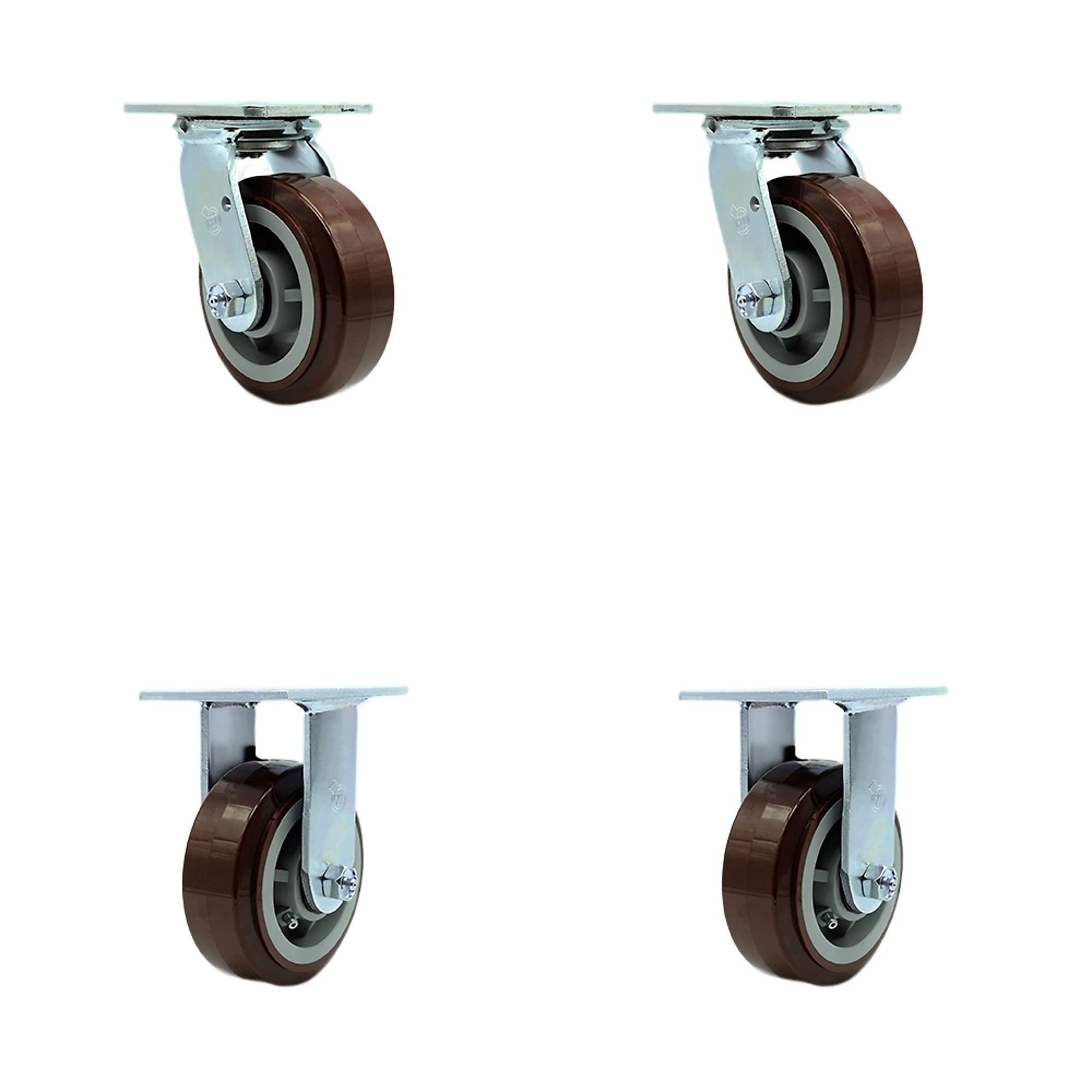 Service Caster, 5Inch x 2Inch Plate Casters, Wheel Diameter 5 in, Caster Type Swivel, Package (qty.) 4, Model SCC-30CS520-PPUB-2-R520-2