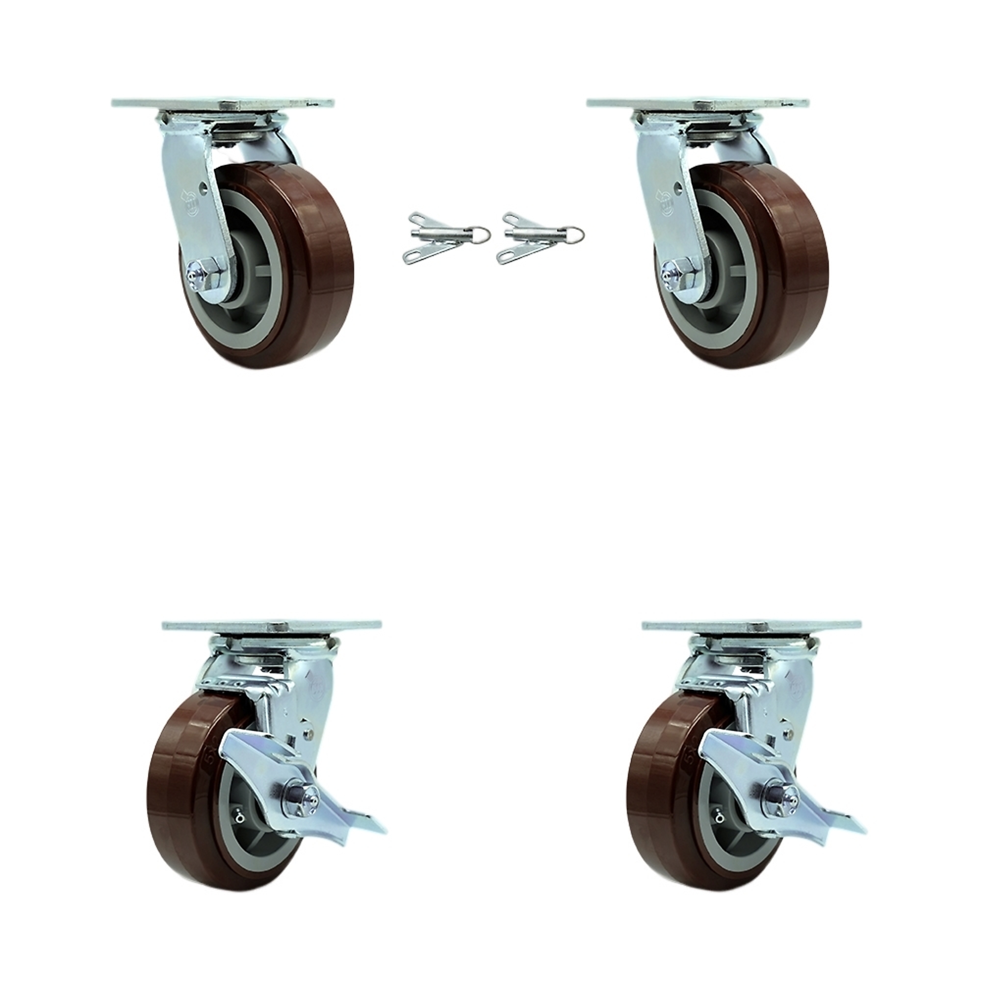 Service Caster, 5Inch x 2Inch Plate Casters, Wheel Diameter 5 in, Caster Type Swivel, Package (qty.) 4, Model SCC-30CS520-PPUB-BSL-2-TLB-2