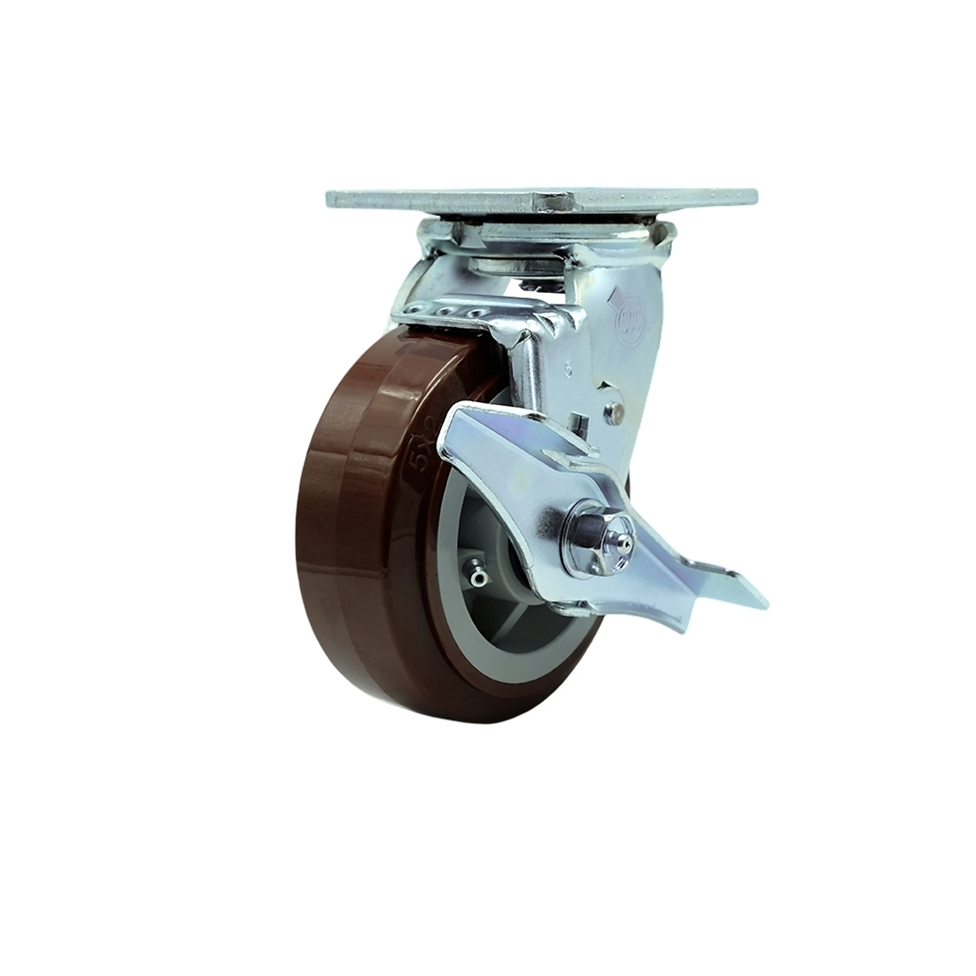 Service Caster, 5Inch x 2Inch Plate Caster, Wheel Diameter 5 in, Caster Type Swivel, Package (qty.) 1, Model SCC-30CS520-PPUB-TLB