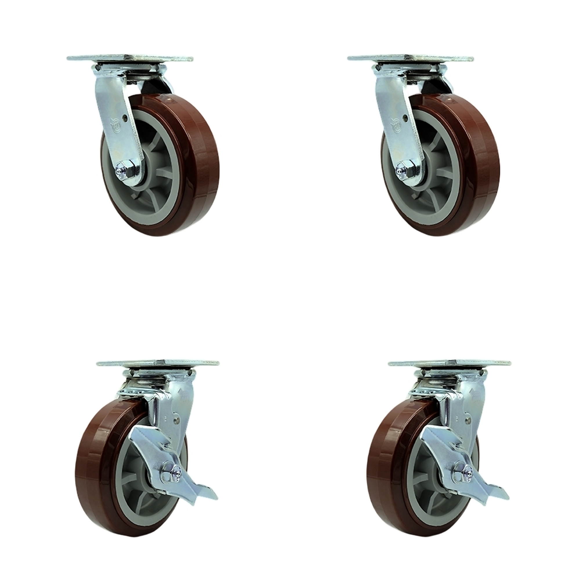 Service Caster, 6Inch x 2Inch Plate Casters, Wheel Diameter 6 in, Caster Type Swivel, Package (qty.) 4, Model SCC-30CS620-PPUB-2-TLB-2