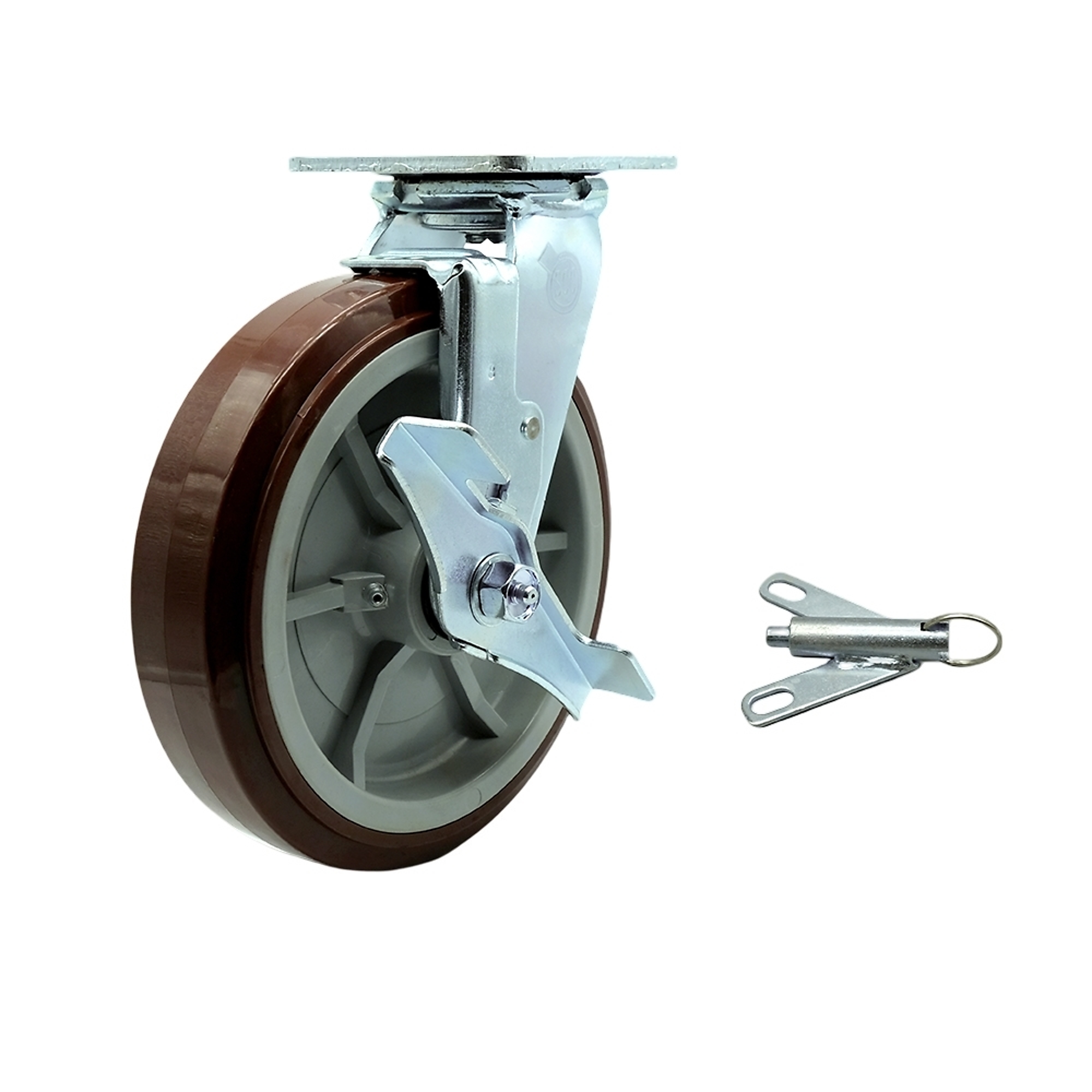 Service Caster, 8Inch x 2Inch Plate Caster, Wheel Diameter 8 in, Caster Type Swivel, Package (qty.) 1, Model SCC-30CS820-PPUB-TLB-BSL