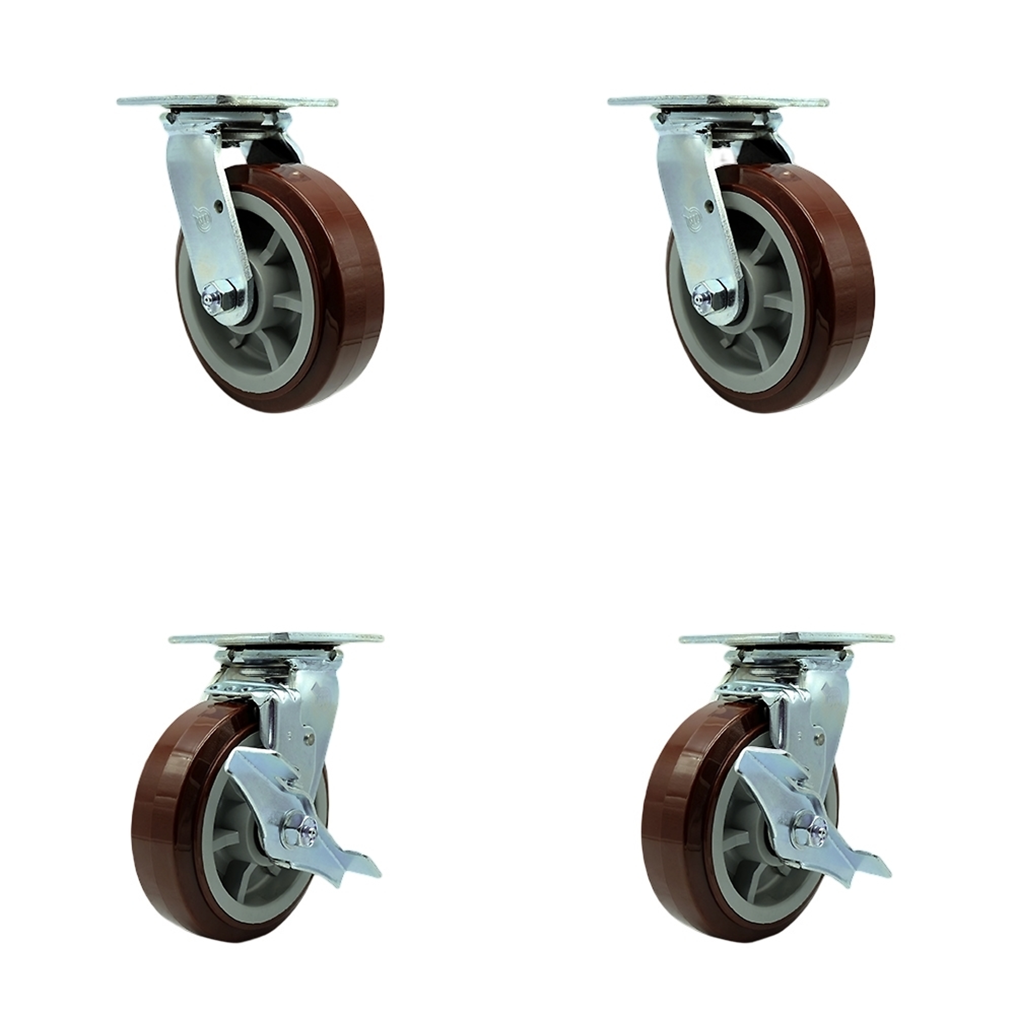 Service Caster, 6Inch x 2Inch Plate Casters, Wheel Diameter 6 in, Caster Type Swivel, Package (qty.) 4, Model SCC-30CS620-PPUB-BSL-2-TLB-2