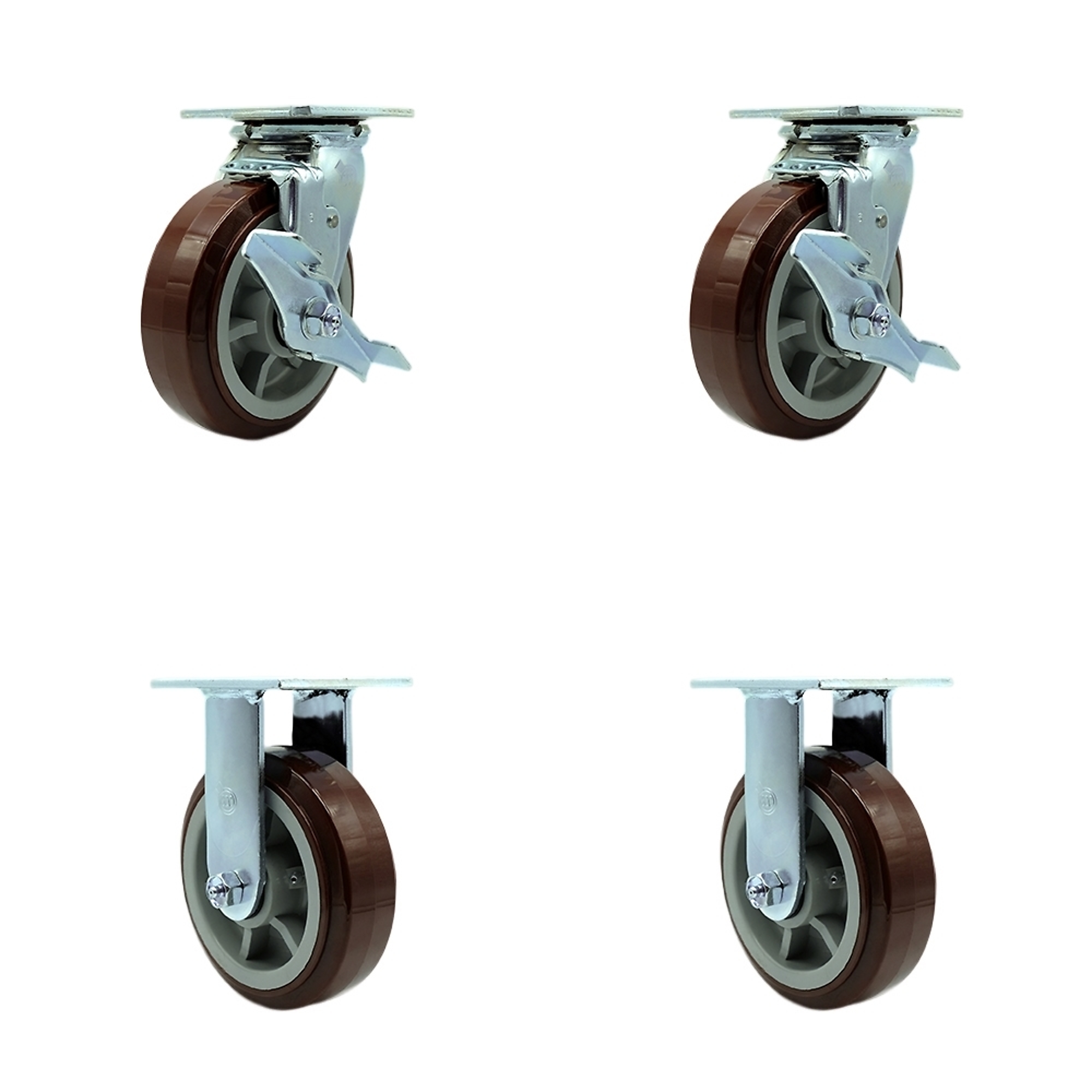 Service Caster, 6Inch x 2Inch Plate Casters, Wheel Diameter 6 in, Caster Type Swivel, Package (qty.) 4, Model SCC-30CS620-PPUB-TLB-2-R620-2