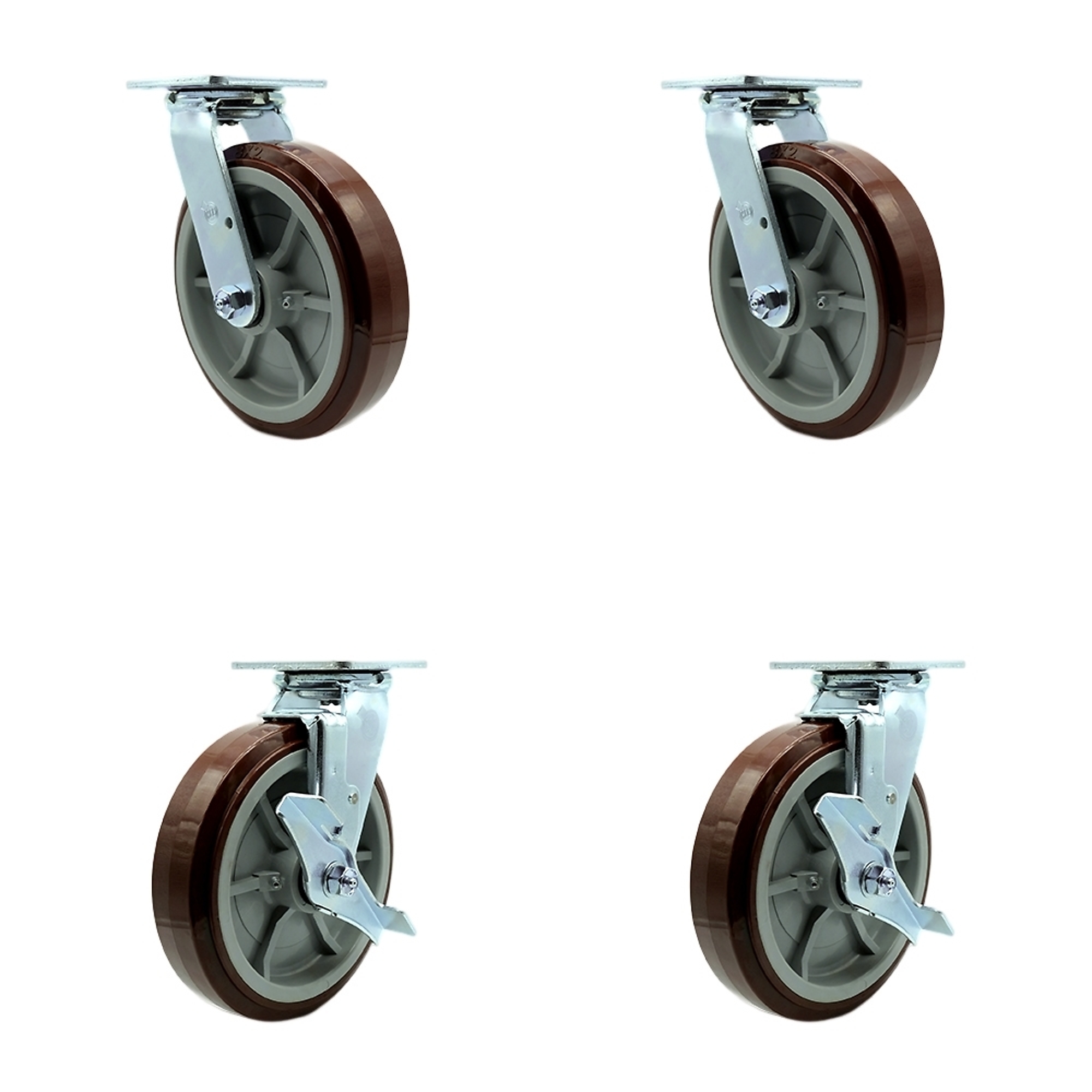 Service Caster, 8Inch x 2Inch Plate Casters, Wheel Diameter 8 in, Caster Type Swivel, Package (qty.) 4, Model SCC-30CS820-PPUB-2-TLB-2