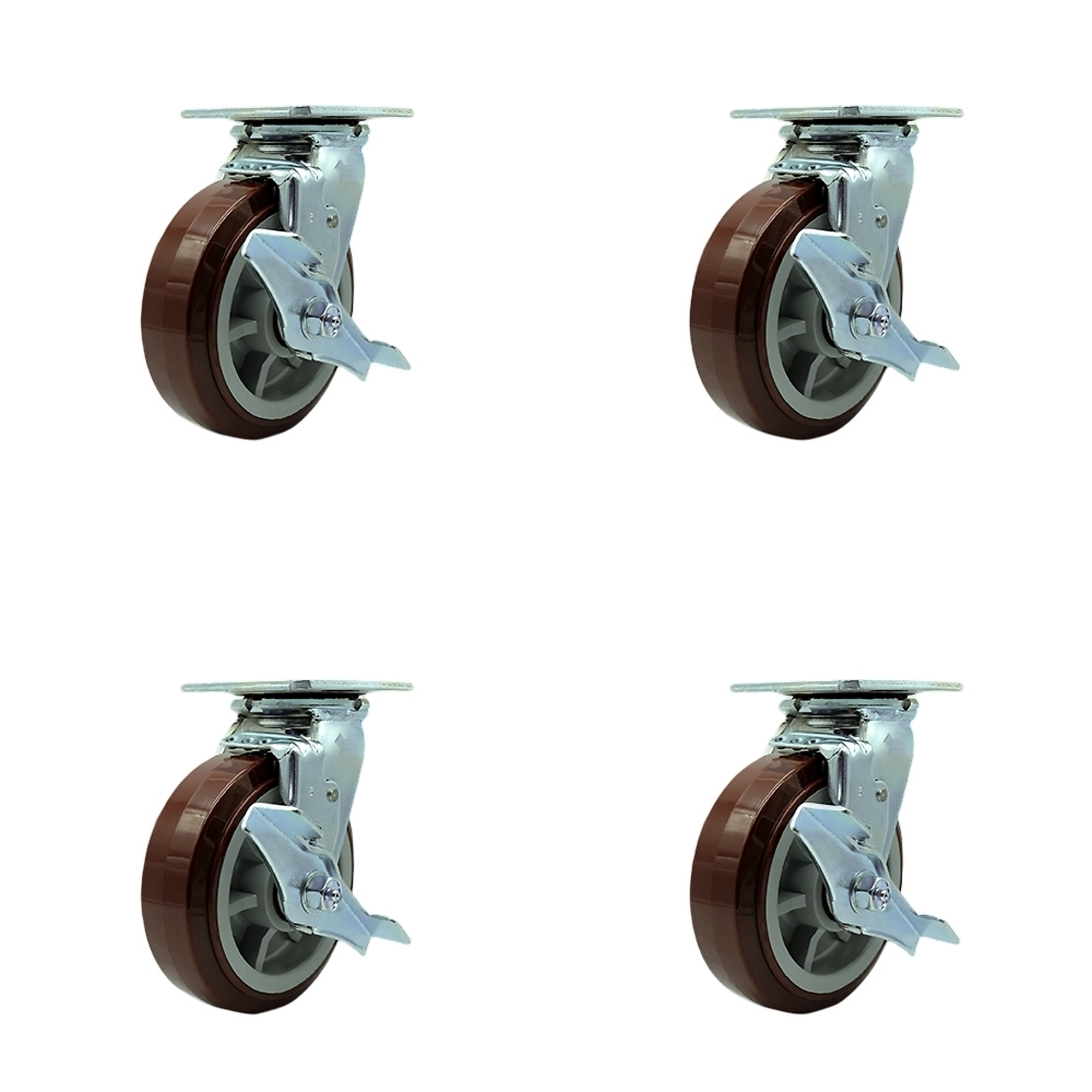 Service Caster, 6Inch x 2Inch Plate Casters, Wheel Diameter 6 in, Caster Type Swivel, Package (qty.) 4, Model SCC-30CS620-PPUB-TLB-BSL-2-TLB-2