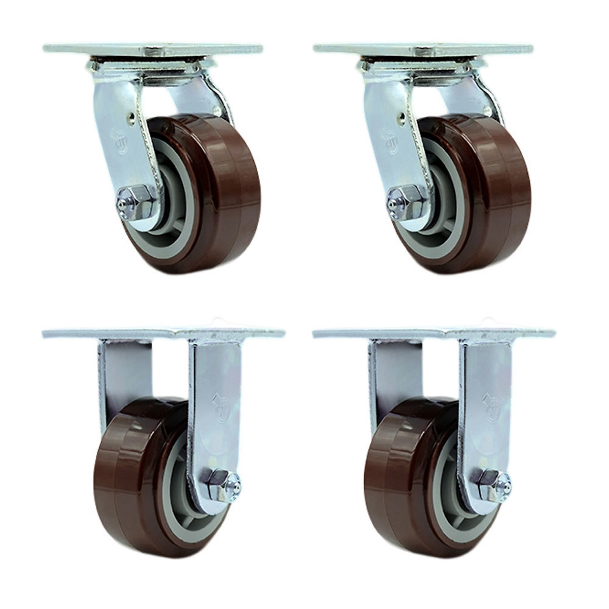 Service Caster, 4Inch x 2Inch Plate Casters, Wheel Diameter 4 in, Caster Type Swivel, Package (qty.) 4, Model SCC-SS30S420-PPUB-2-R-2