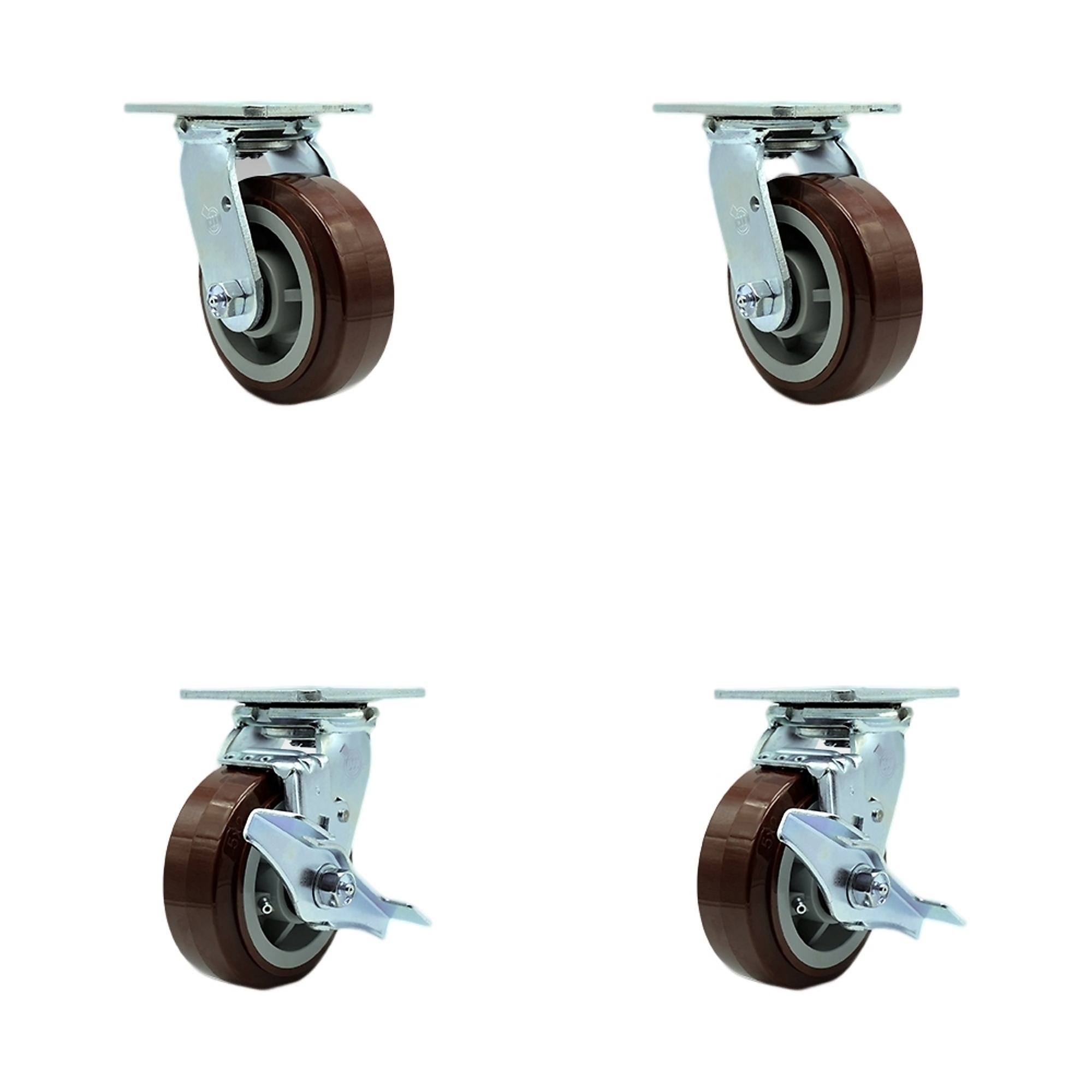 Service Caster, 5Inch x 2Inch Plate Casters, Wheel Diameter 5 in, Caster Type Swivel, Package (qty.) 4, Model SCC-SS30S520-PPUB-2-TLB-2