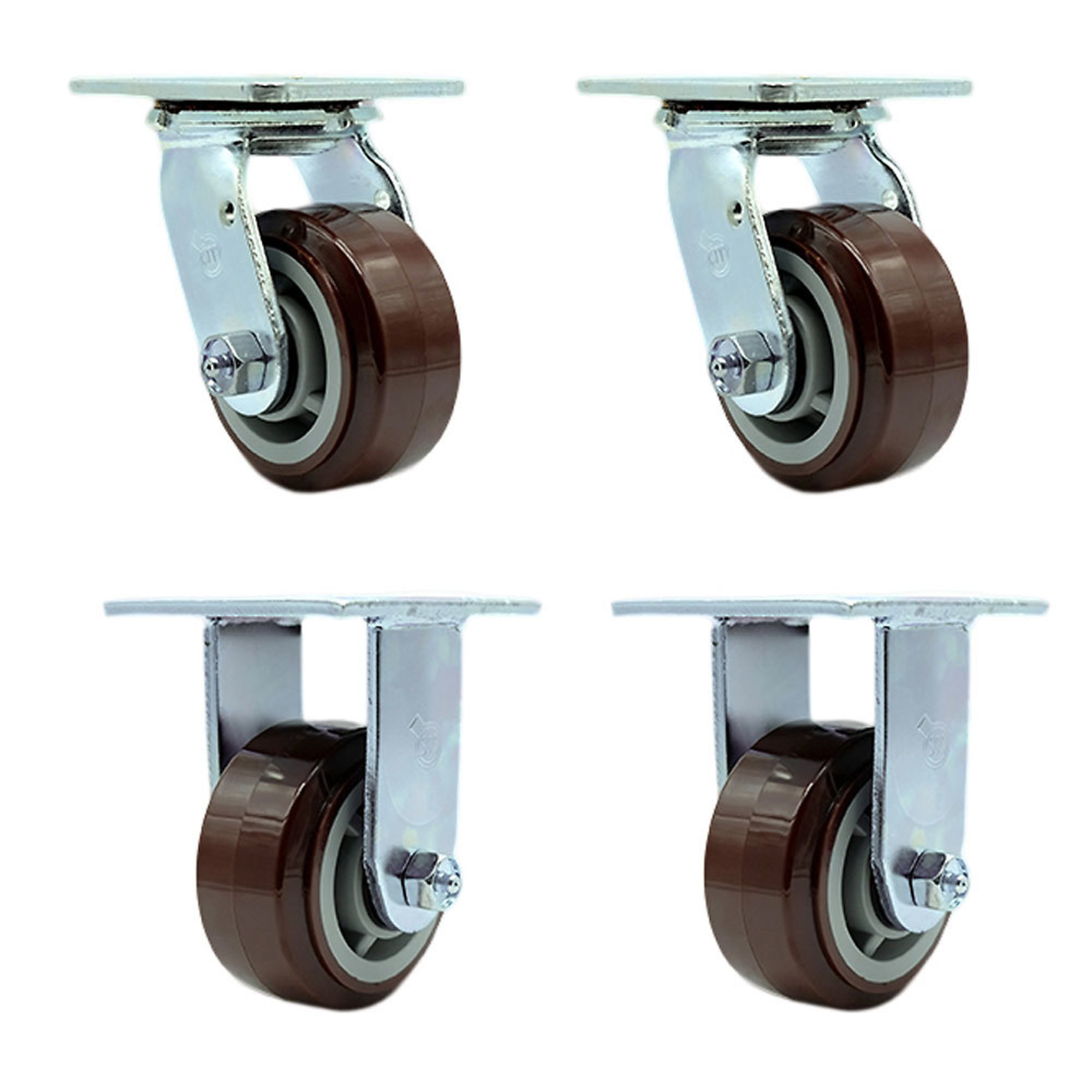 Service Caster, 4Inch x 2Inch Plate Casters, Wheel Diameter 4 in, Caster Type Swivel, Package (qty.) 4, Model SCC-SS30S420-PPUB-BSL-2-R-2