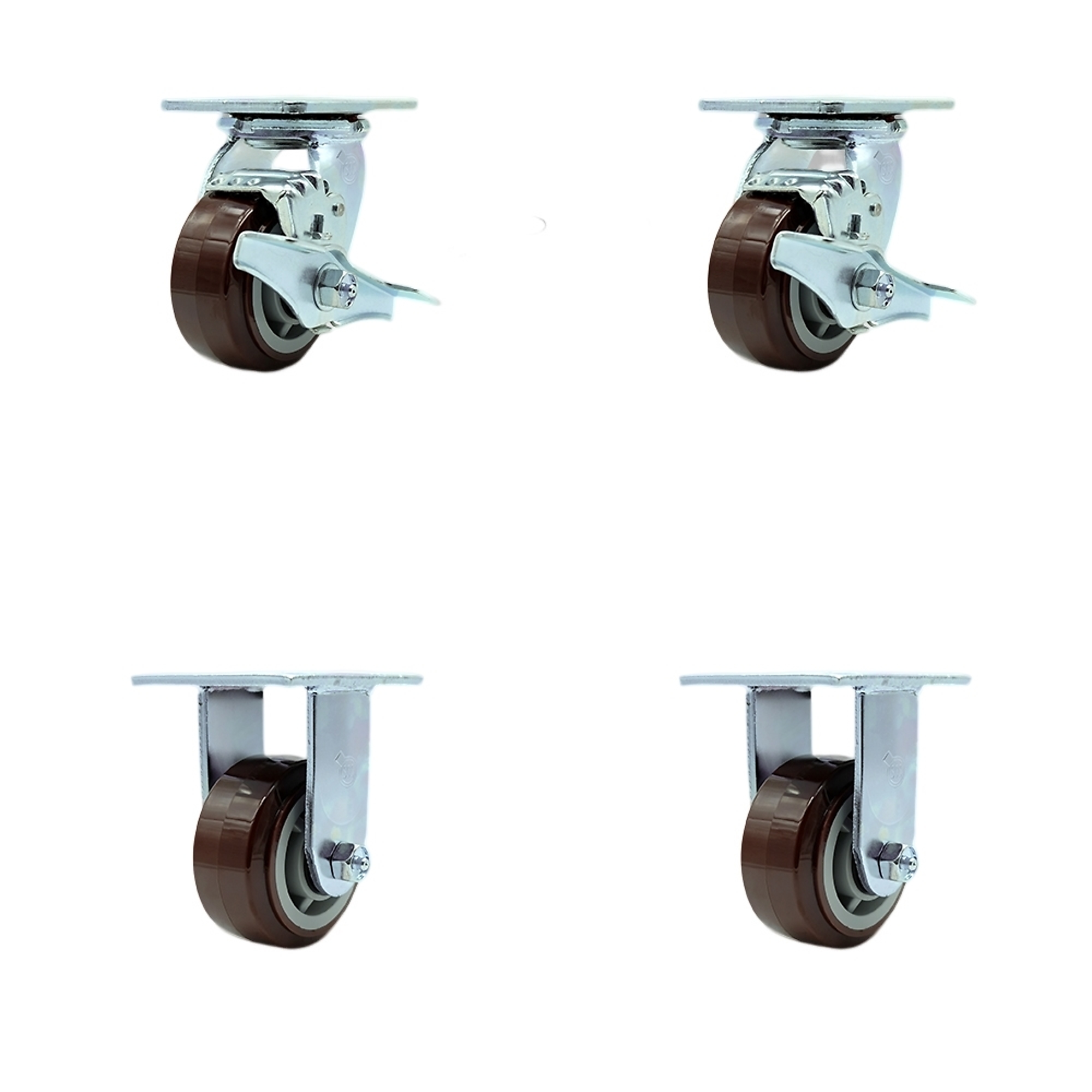 Service Caster, 4Inch x 2Inch Plate Casters, Wheel Diameter 4 in, Caster Type Swivel, Package (qty.) 4, Model SCC-SS30S420-PPUB-TLB-BSL-2-R-2