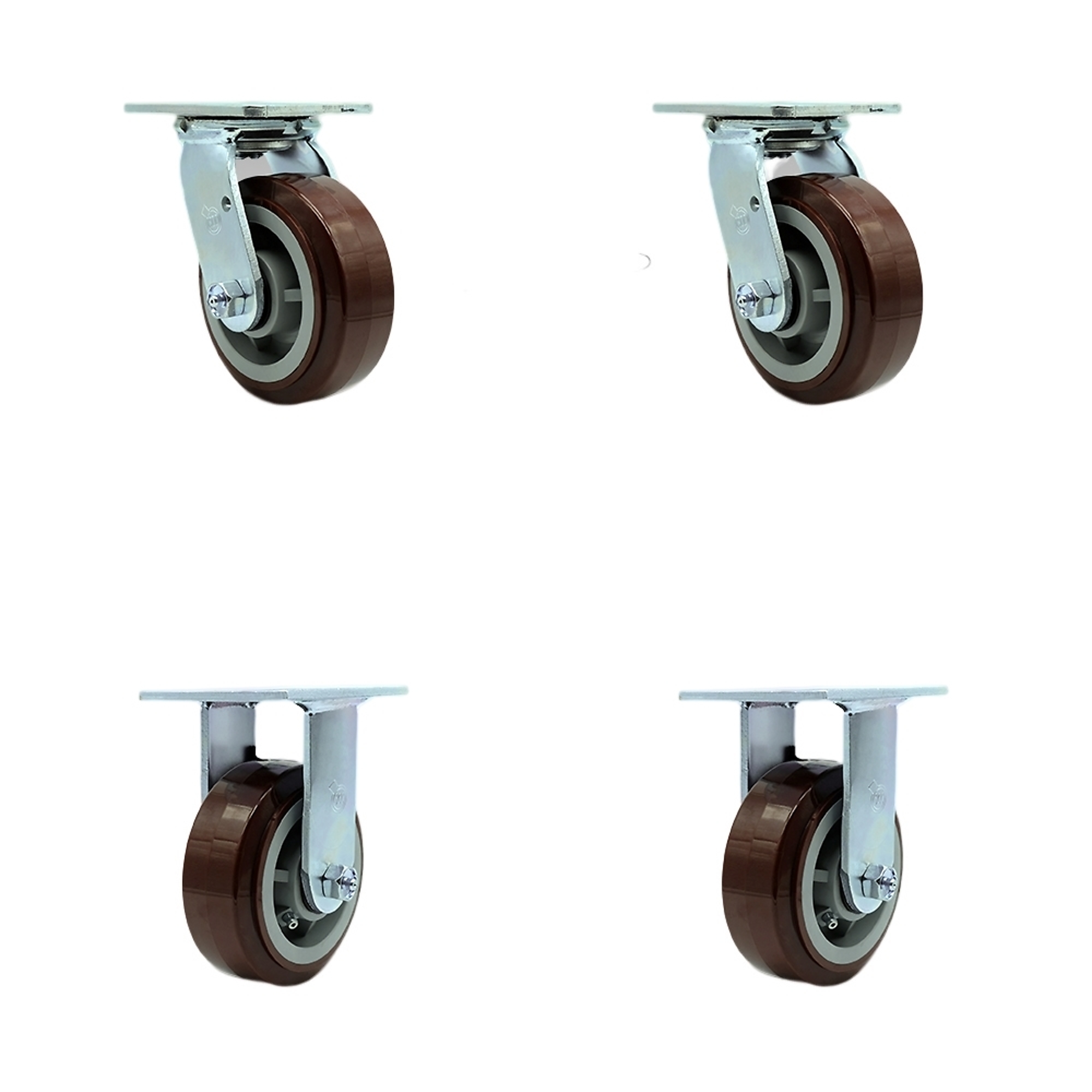 Service Caster, 5Inch x 2Inch Plate Casters, Wheel Diameter 5 in, Caster Type Swivel, Package (qty.) 4, Model SCC-SS30S520-PPUB-BSL-2-R-2