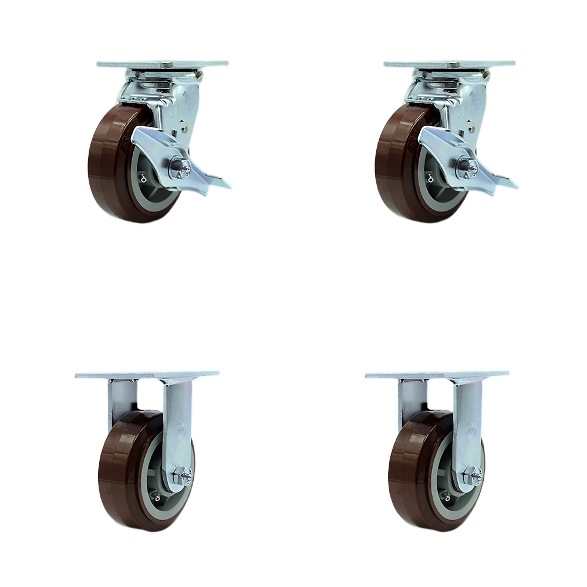 Service Caster, 5Inch x 2Inch Plate Casters, Wheel Diameter 5 in, Caster Type Swivel, Package (qty.) 4, Model SCC-SS30S520-PPUB-TLB-2-R-2