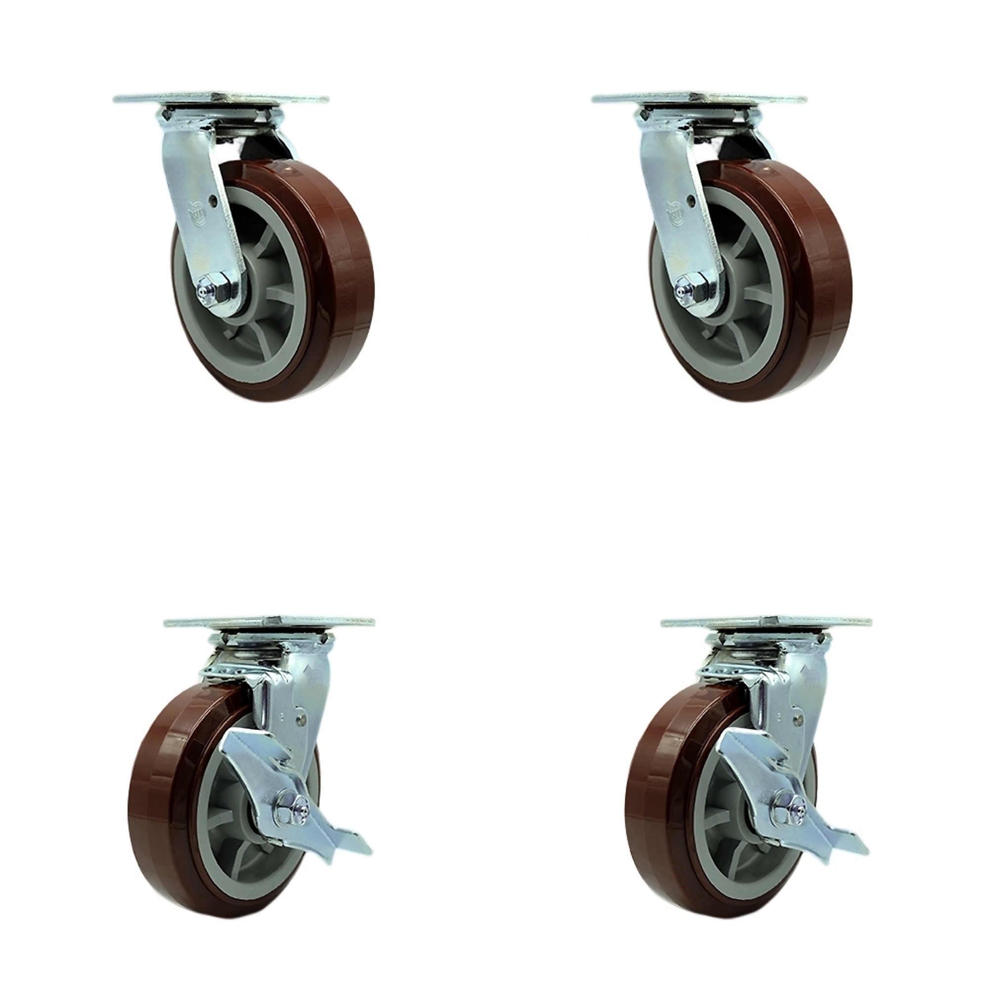 Service Caster, 6Inch x 2Inch Plate Casters, Wheel Diameter 6 in, Caster Type Swivel, Package (qty.) 4, Model SCC-SS30S620-PPUB-BSL-2-TLB-2