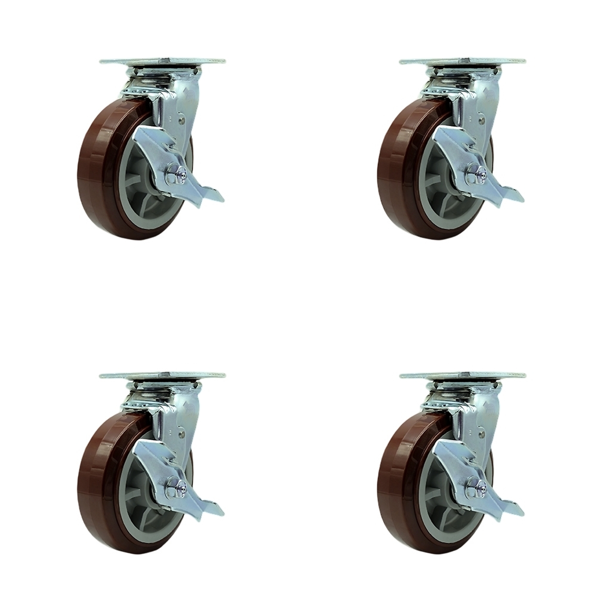 Service Caster, 6Inch x 2Inch Plate Casters, Wheel Diameter 6 in, Caster Type Swivel, Package (qty.) 4, Model SCC-SS30S620-PPUB-TLB-BSL-2-TLB-2