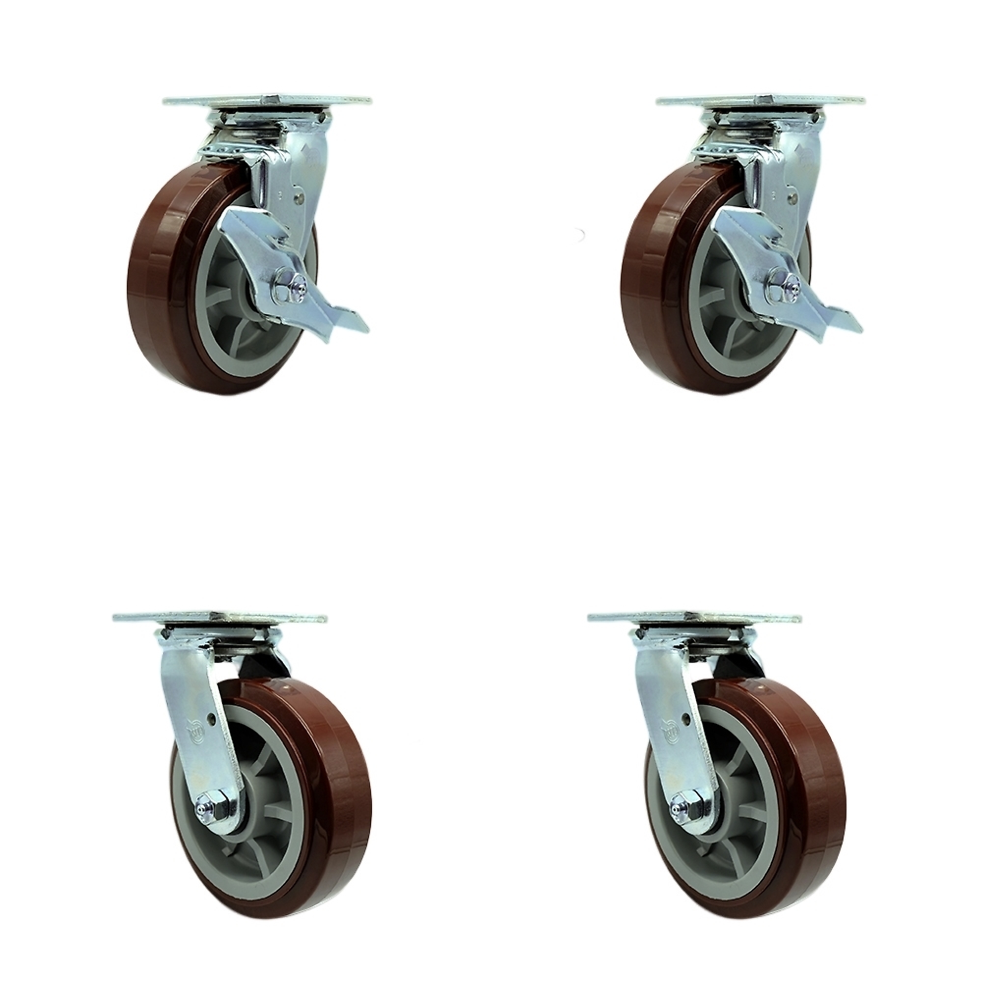 Service Caster, 6Inch x 2Inch Plate Casters, Wheel Diameter 6 in, Caster Type Swivel, Package (qty.) 4, Model SCC-SS30S620-PPUB-TLB-BSL-2-BSL-2