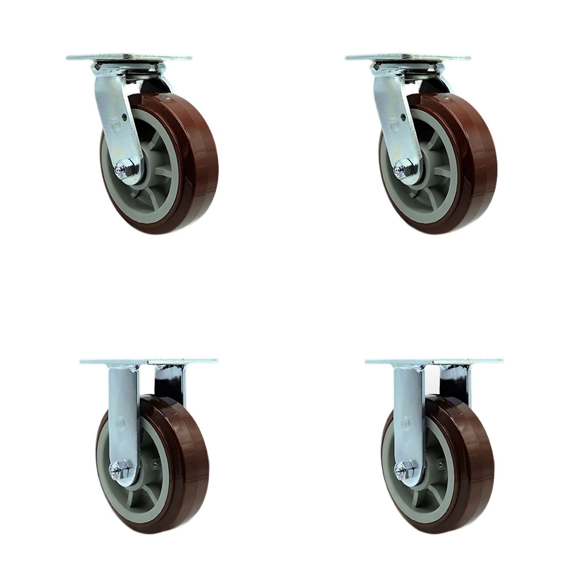 Service Caster, 6Inch x 2Inch Plate Casters, Wheel Diameter 6 in, Caster Type Swivel, Package (qty.) 4, Model SCC-SS30S620-PPUB-BSL-2-R-2