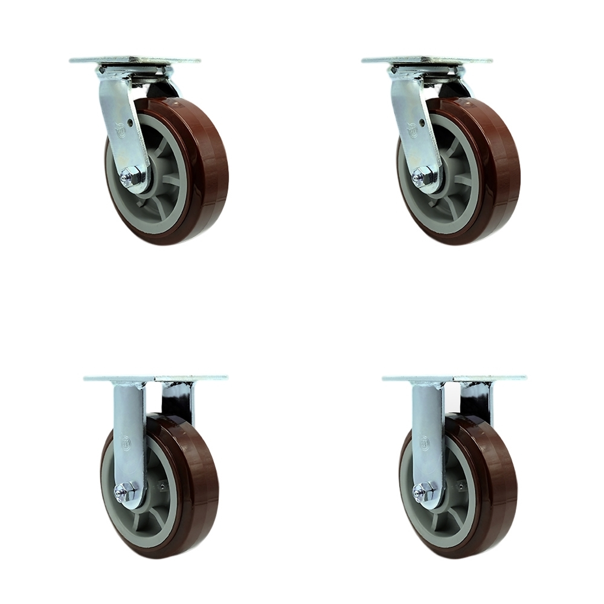 Service Caster, 6Inch x 2Inch Plate Casters, Wheel Diameter 6 in, Caster Type Swivel, Package (qty.) 4, Model SCC-SS30S620-PPUB-2-R-2