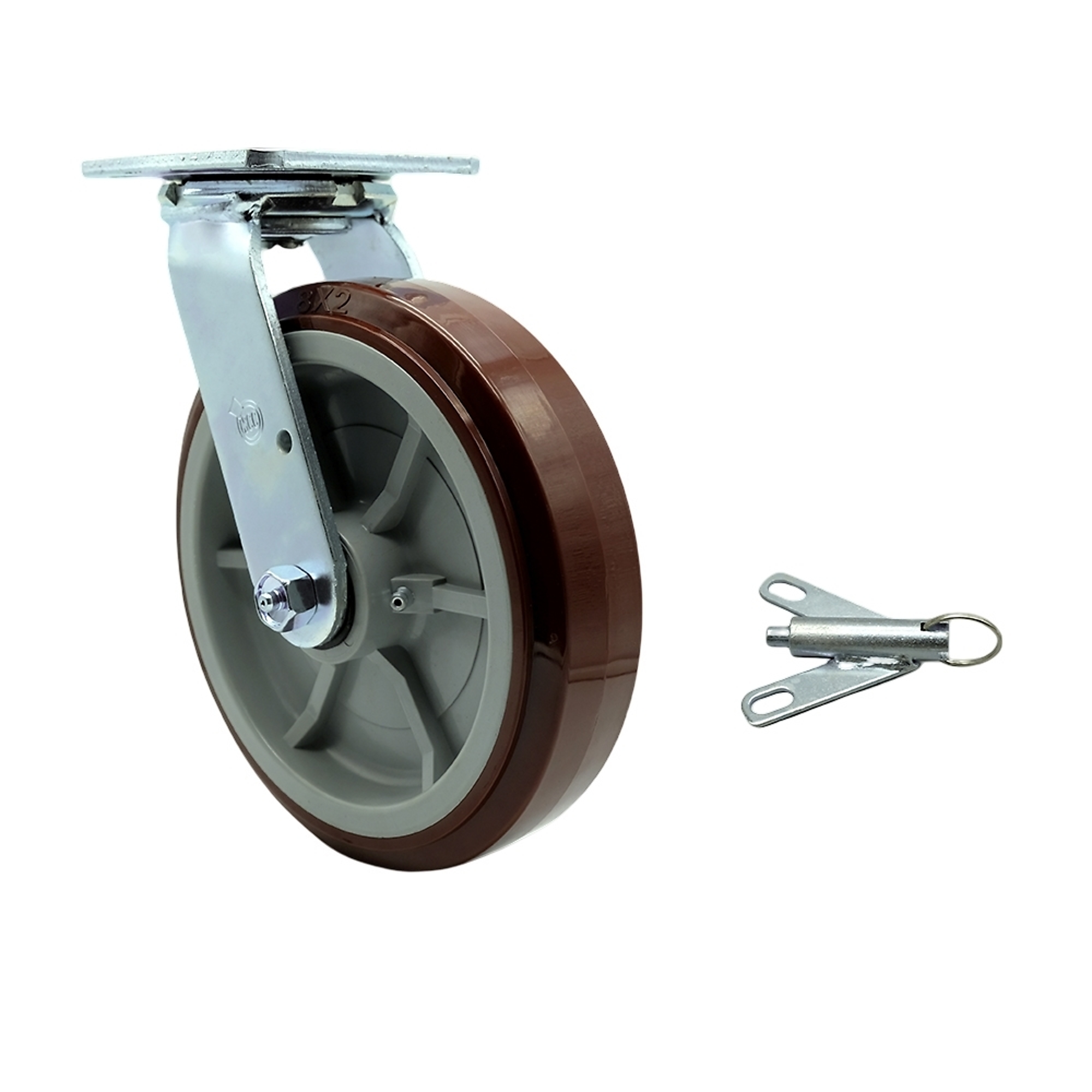 Service Caster, 8Inch x 2Inch Plate Caster, Wheel Diameter 8 in, Caster Type Swivel, Package (qty.) 1, Model SCC-SS30S820-PPUB-BSL