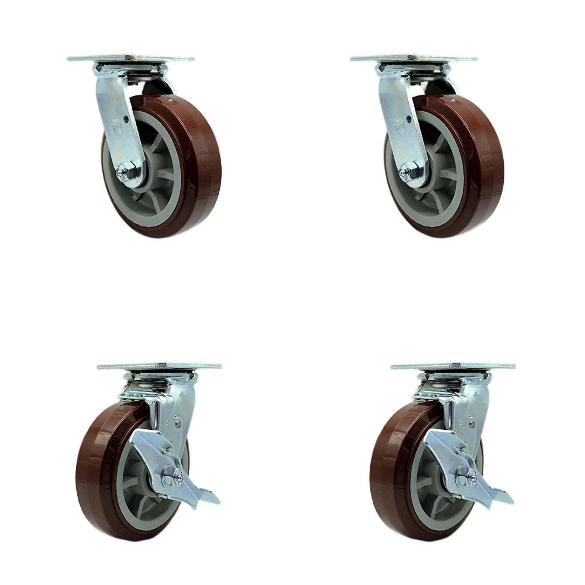 Service Caster, 6Inch x 2Inch Plate Casters, Wheel Diameter 6 in, Caster Type Swivel, Package (qty.) 4, Model SCC-SS30S620-PPUB-2-TLB-2