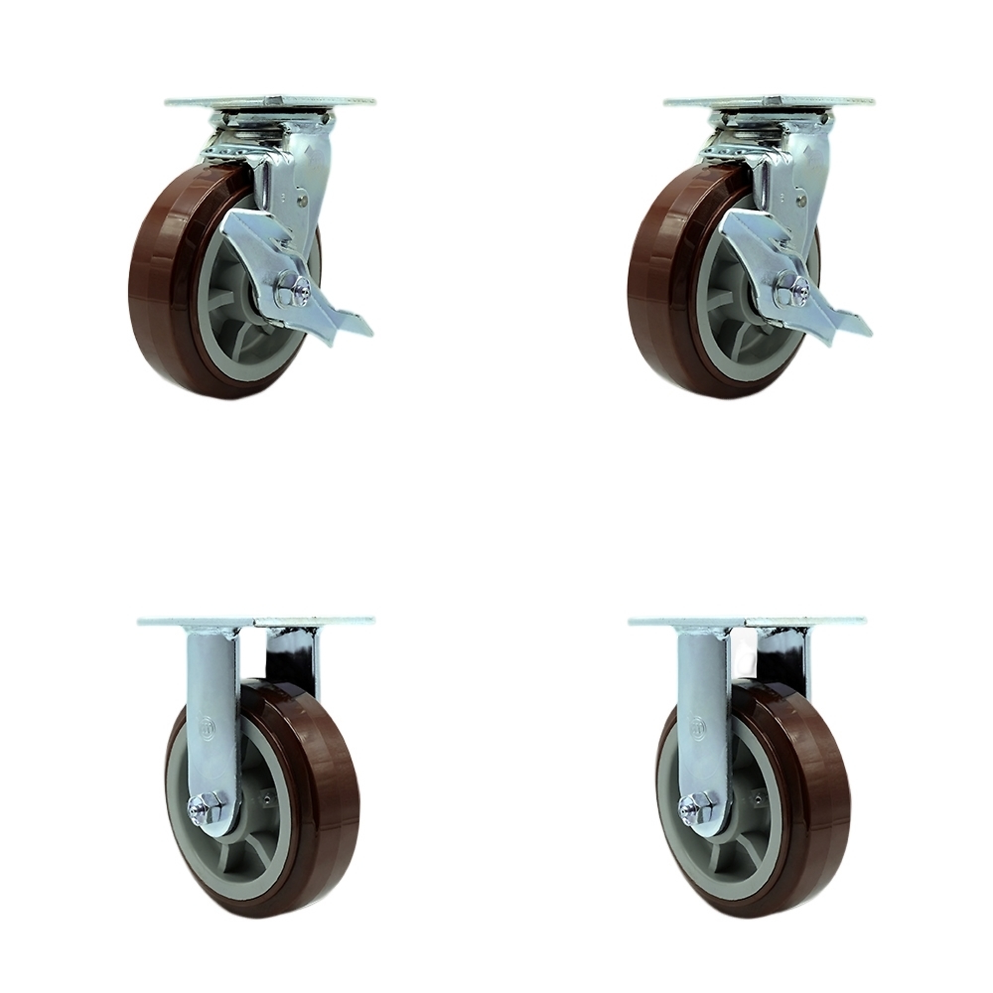 Service Caster, 6Inch x 2Inch Plate Casters, Wheel Diameter 6 in, Caster Type Swivel, Package (qty.) 4, Model SCC-SS30S620-PPUB-TLB-2-R-2