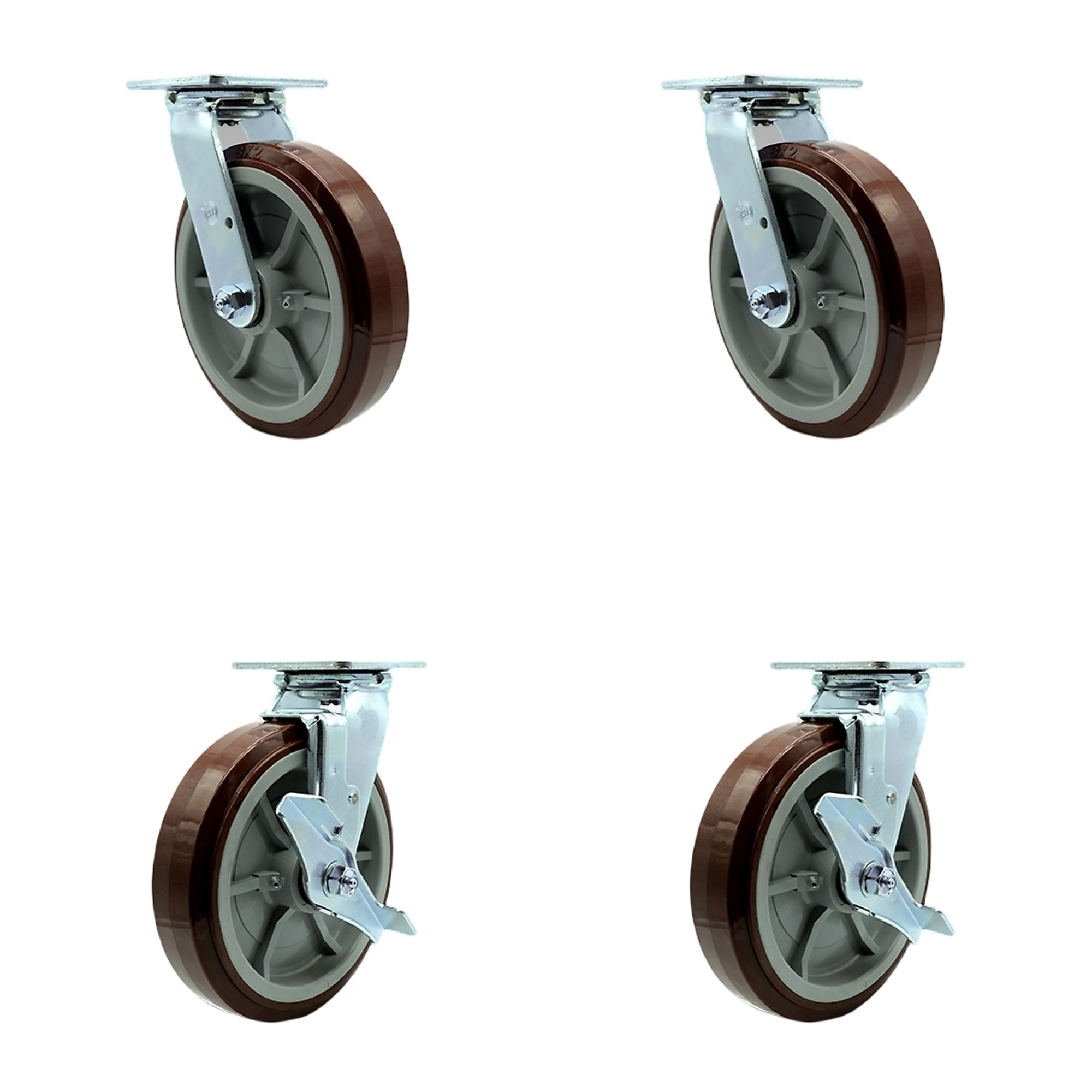 Service Caster, 8Inch x 2Inch Plate Casters, Wheel Diameter 8 in, Caster Type Swivel, Package (qty.) 4, Model SCC-SS30S820-PPUB-BSL-2-TLB-2