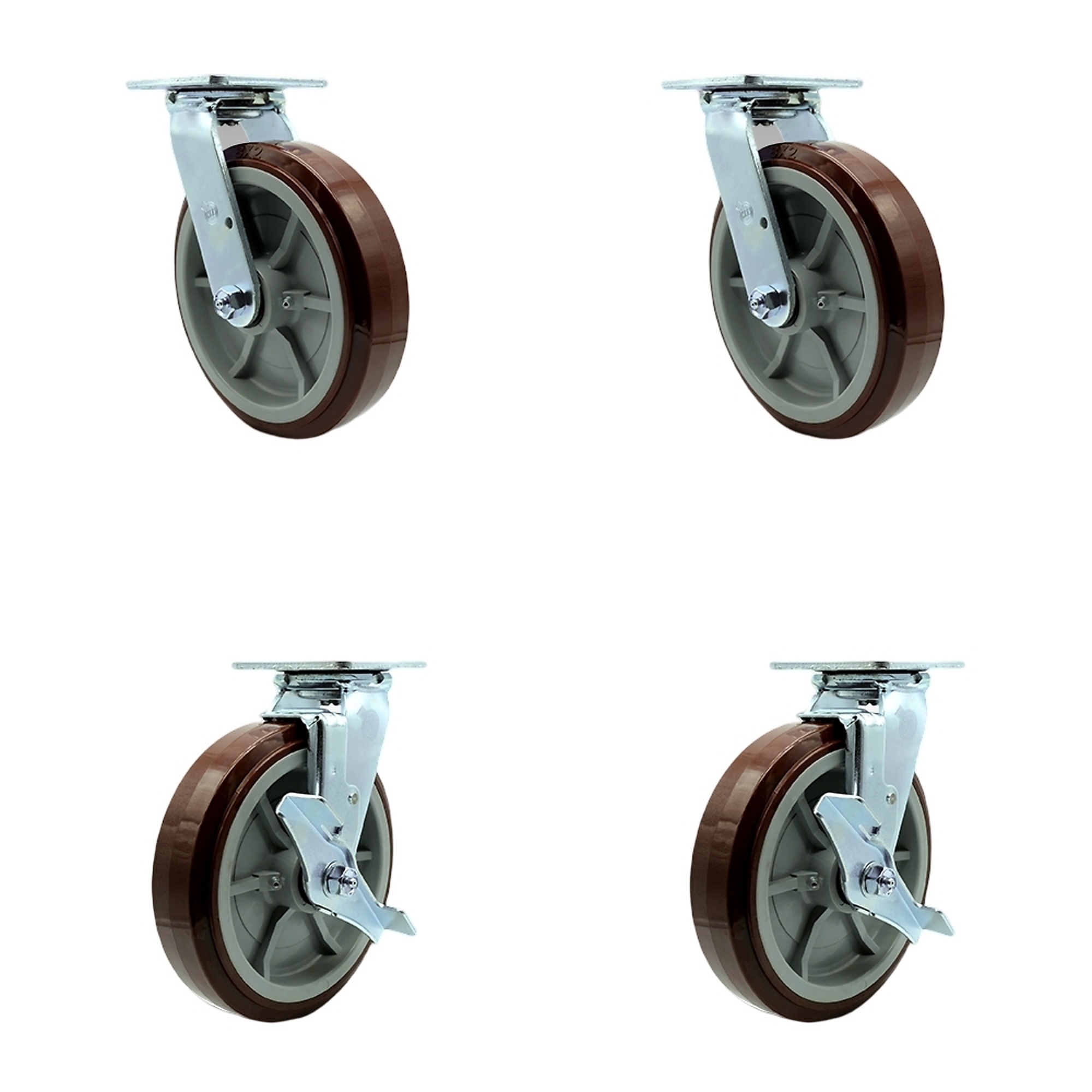 Service Caster, 8Inch x 2Inch Plate Casters, Wheel Diameter 8 in, Caster Type Swivel, Package (qty.) 4, Model SCC-SS30S820-PPUB-2-TLB-2