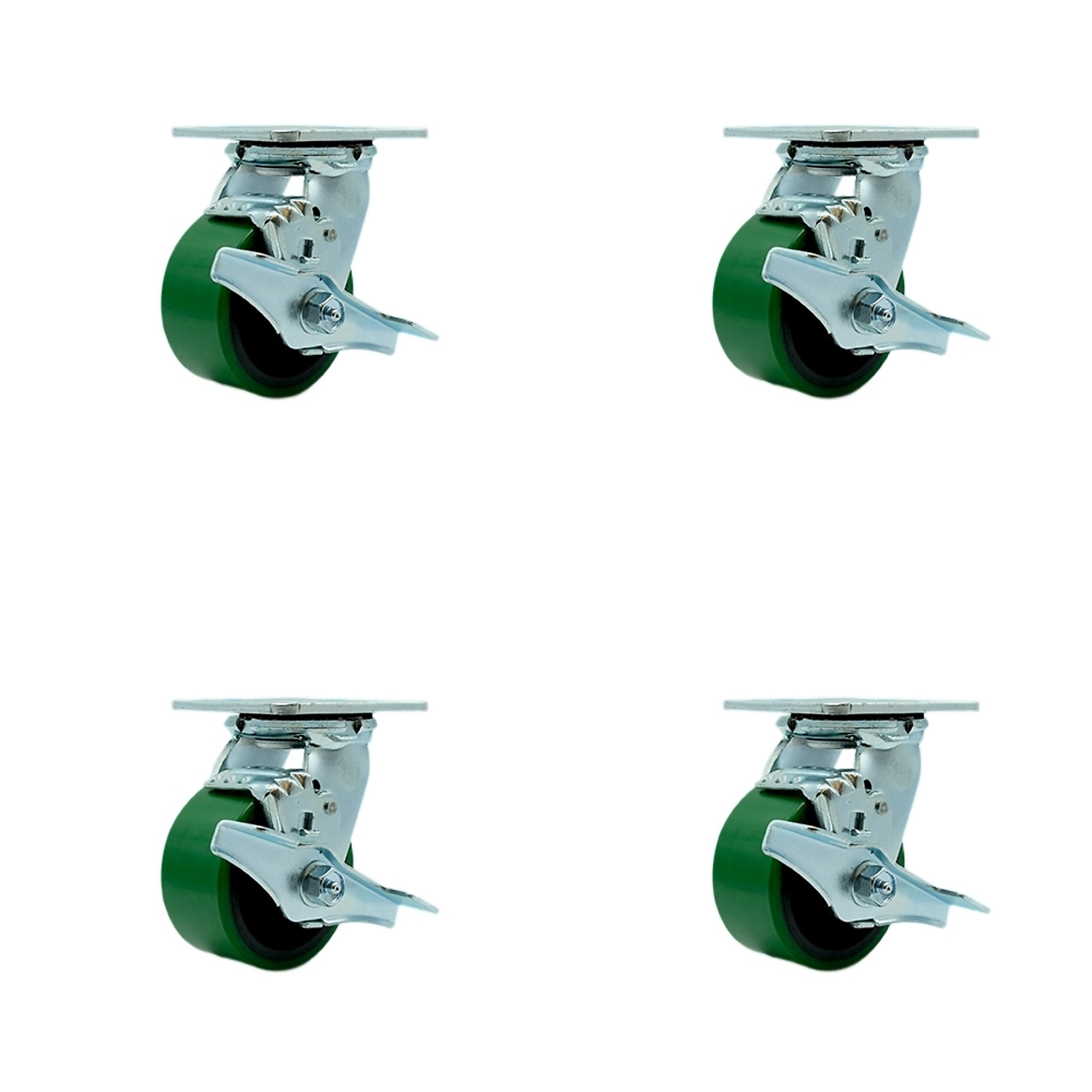 Service Caster, 4Inch x 2Inch Plate Casters, Wheel Diameter 4 in, Caster Type Swivel, Package (qty.) 4, Model SCC-30CS420-PUB-GB-TLB-4