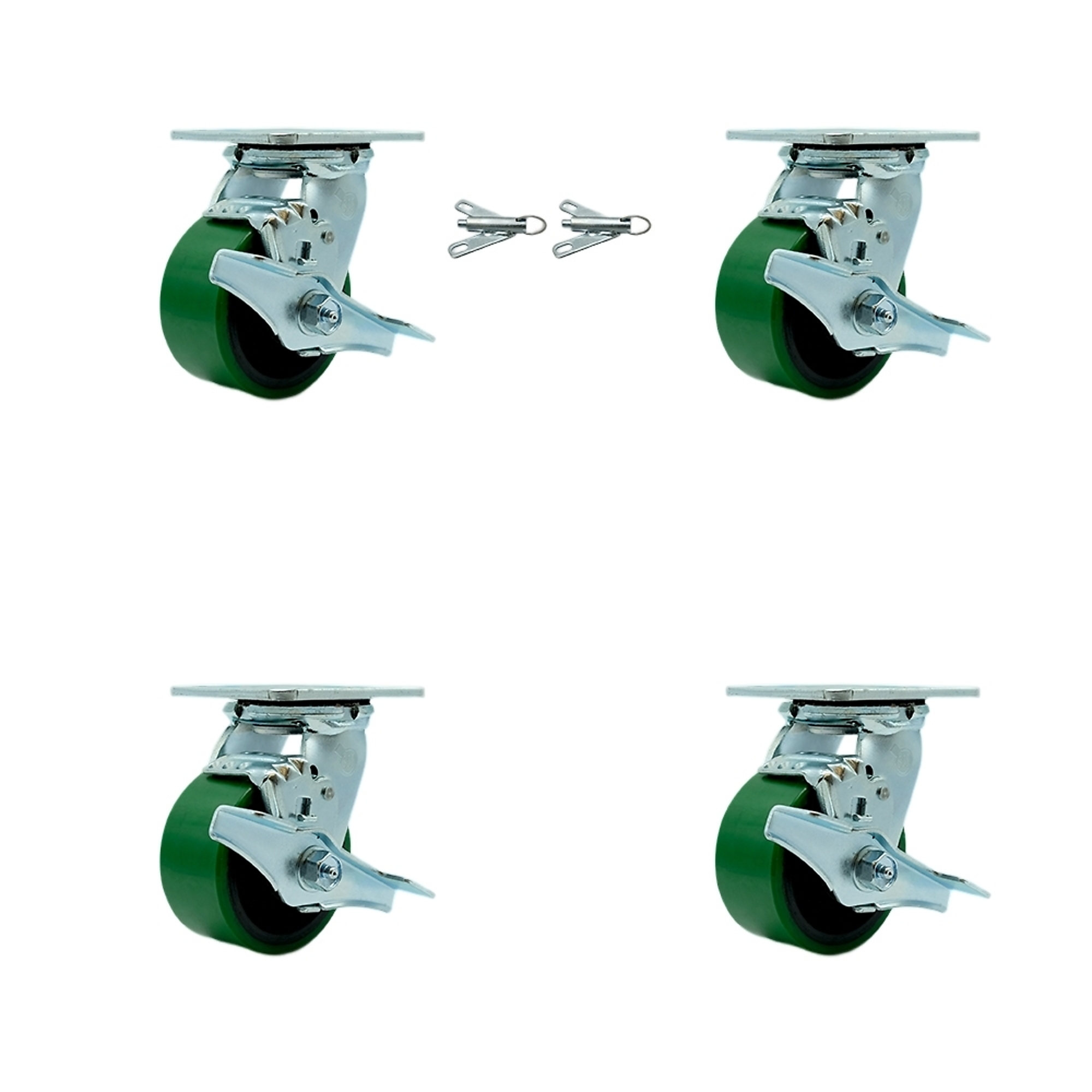 Service Caster, 4Inch x 2Inch Plate Casters, Wheel Diameter 4 in, Caster Type Swivel, Package (qty.) 4, Model SCC-30CS420-PUB-GB-TLB-BSL-2-TLB-2