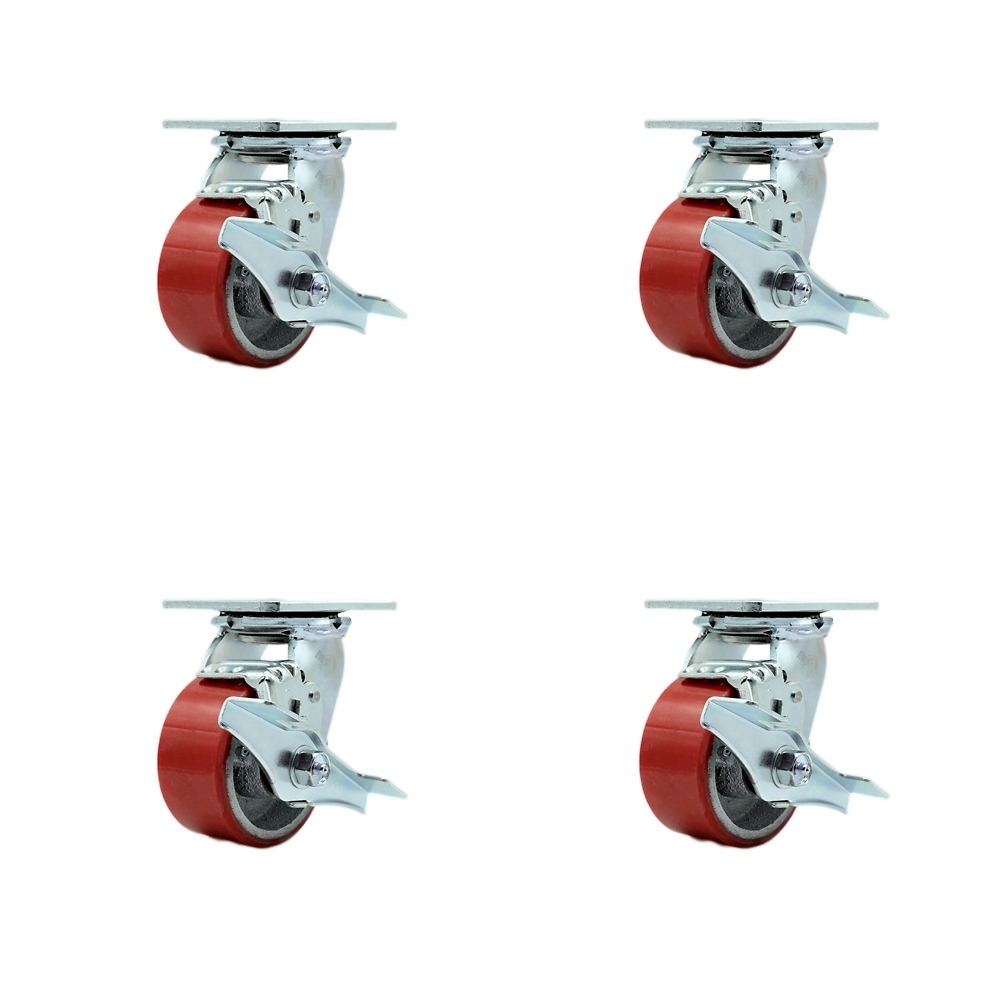 Service Caster, 4Inch x 2Inch Plate Casters, Wheel Diameter 4 in, Caster Type Swivel, Package (qty.) 4, Model SCC-30CS420-PUB-RS-TLB-4