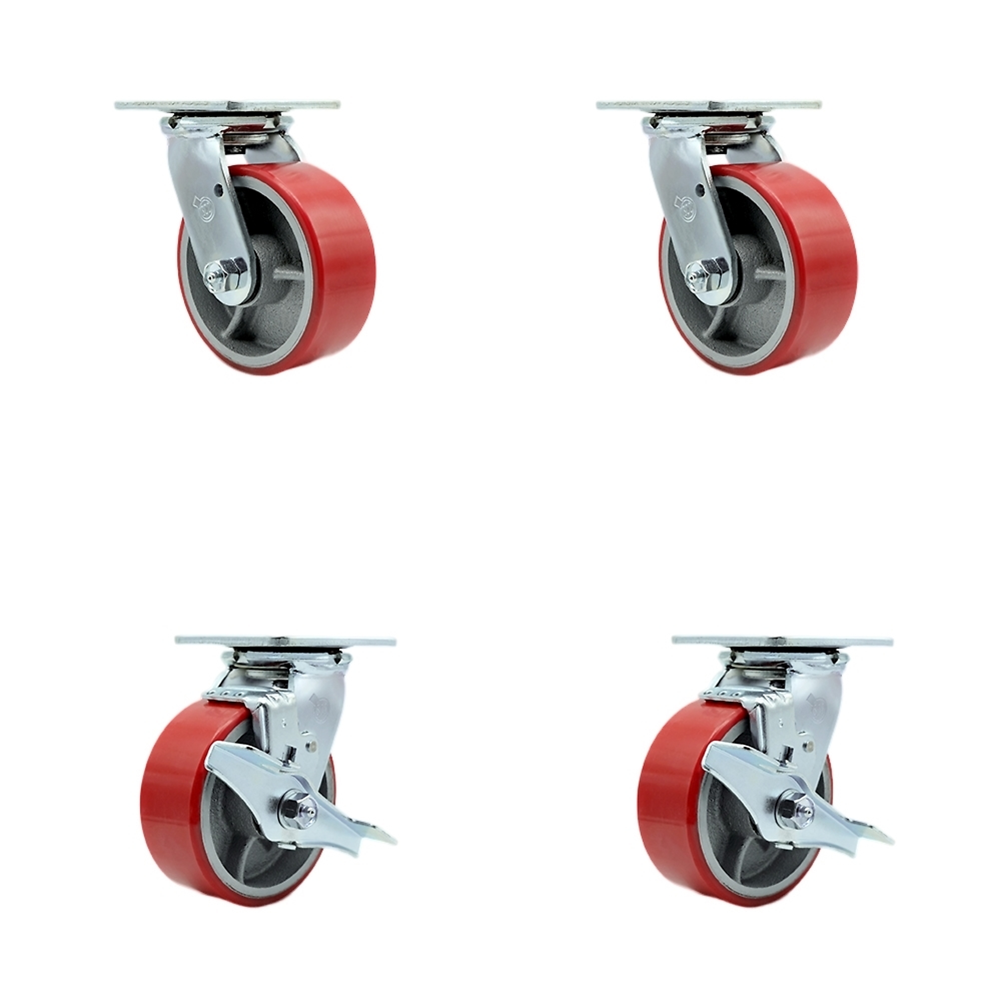 Service Caster, 5Inch x 2Inch Plate Casters, Wheel Diameter 5 in, Caster Type Swivel, Package (qty.) 4, Model SCC-30CS520-PUB-RS-BSL-2-TLB-2