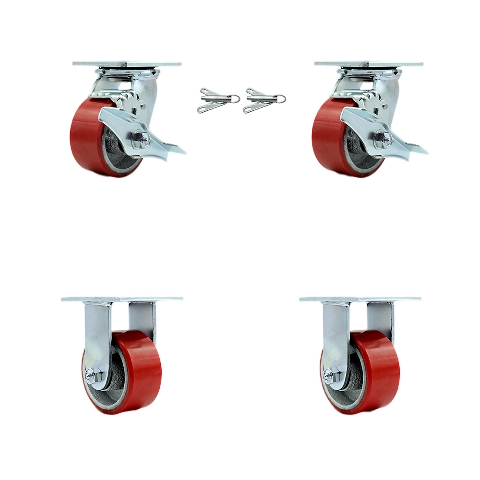 Service Caster, 4Inch x 2Inch Plate Casters, Wheel Diameter 4 in, Caster Type Swivel, Package (qty.) 4, Model SCC-30CS420-PUB-RS-TLB-BSL-2-R-2