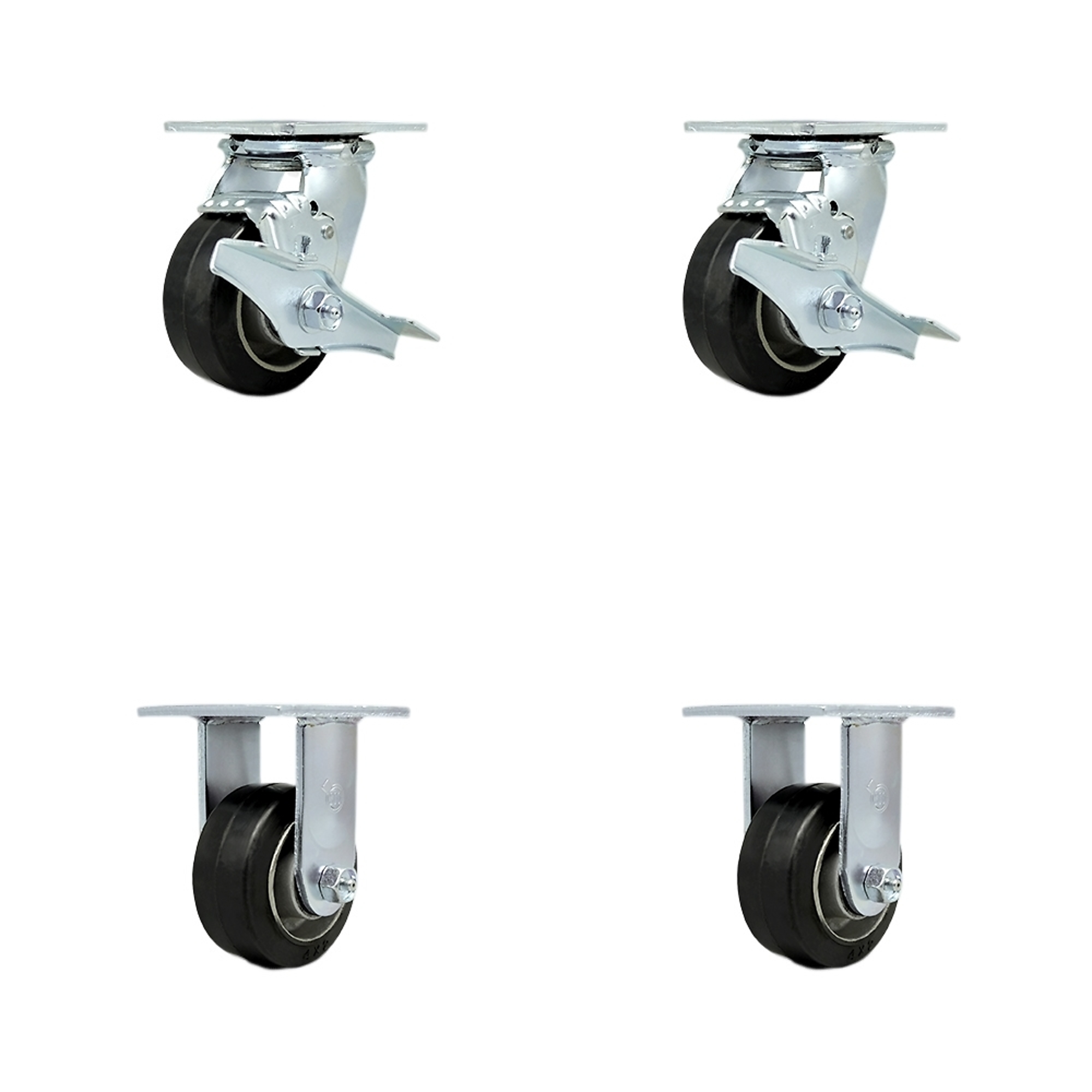 Service Caster, 4Inch x 2Inch Plate Casters, Wheel Diameter 4 in, Caster Type Swivel, Package (qty.) 4, Model SCC-30CS420-RAB-TLB-2-R420-2