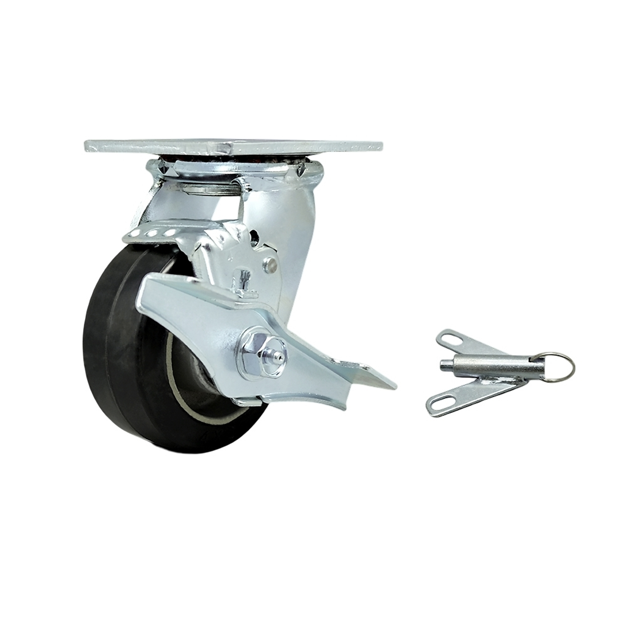 Service Caster, 4Inch x 2Inch Plate Caster, Wheel Diameter 4 in, Caster Type Swivel, Package (qty.) 1, Model SCC-30CS420-RAB-TLB-BSL