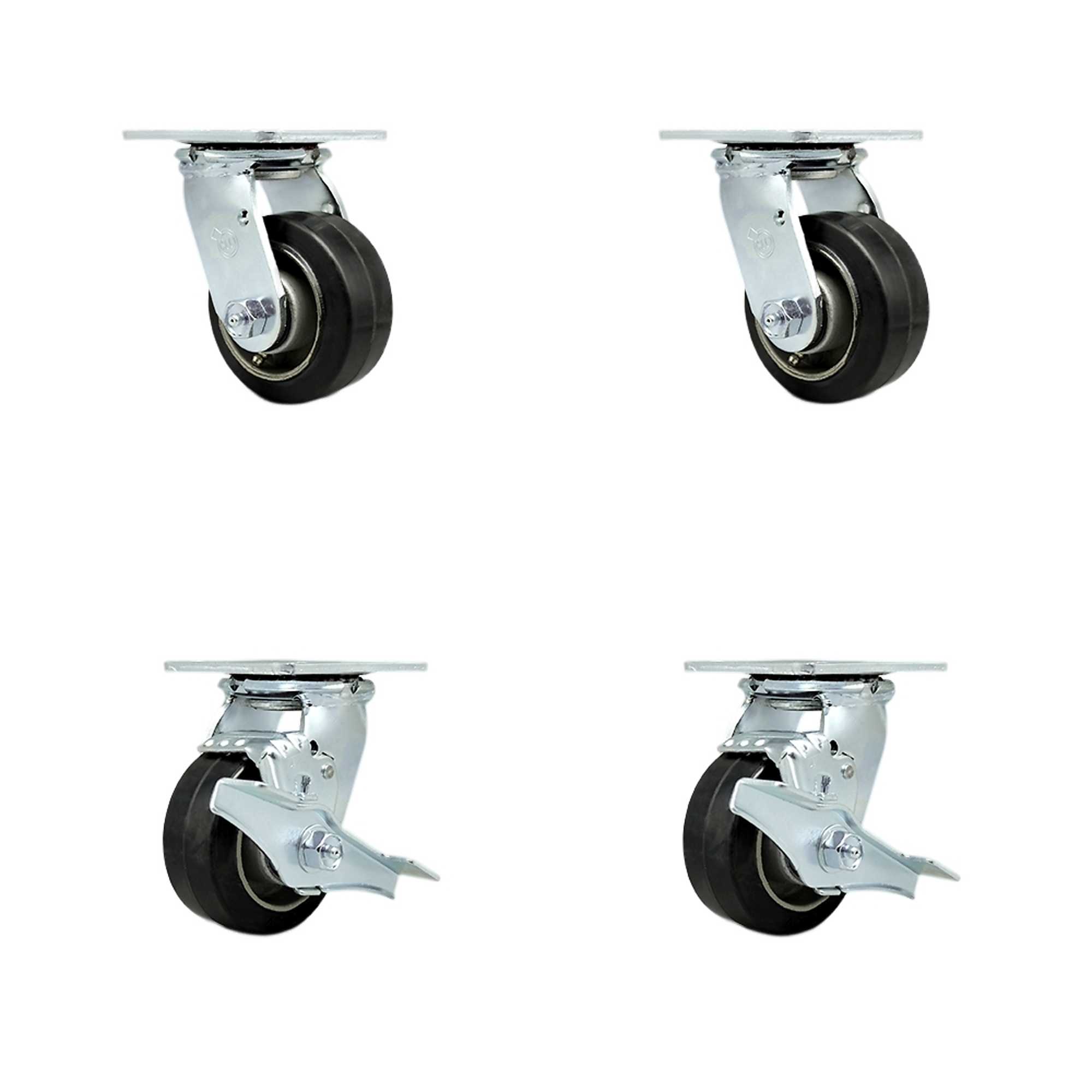 Service Caster, 4Inch x 2Inch Plate Casters, Wheel Diameter 4 in, Caster Type Swivel, Package (qty.) 4, Model SCC-30CS420-RAB-2-TLB-2