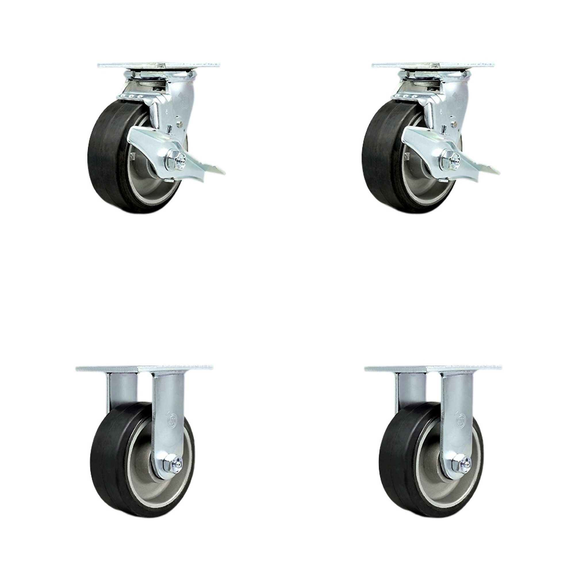 Service Caster, 5Inch x 2Inch Plate Casters, Wheel Diameter 5 in, Caster Type Swivel, Package (qty.) 4, Model SCC-30CS520-RAB-TLB-BSL-2-R-2