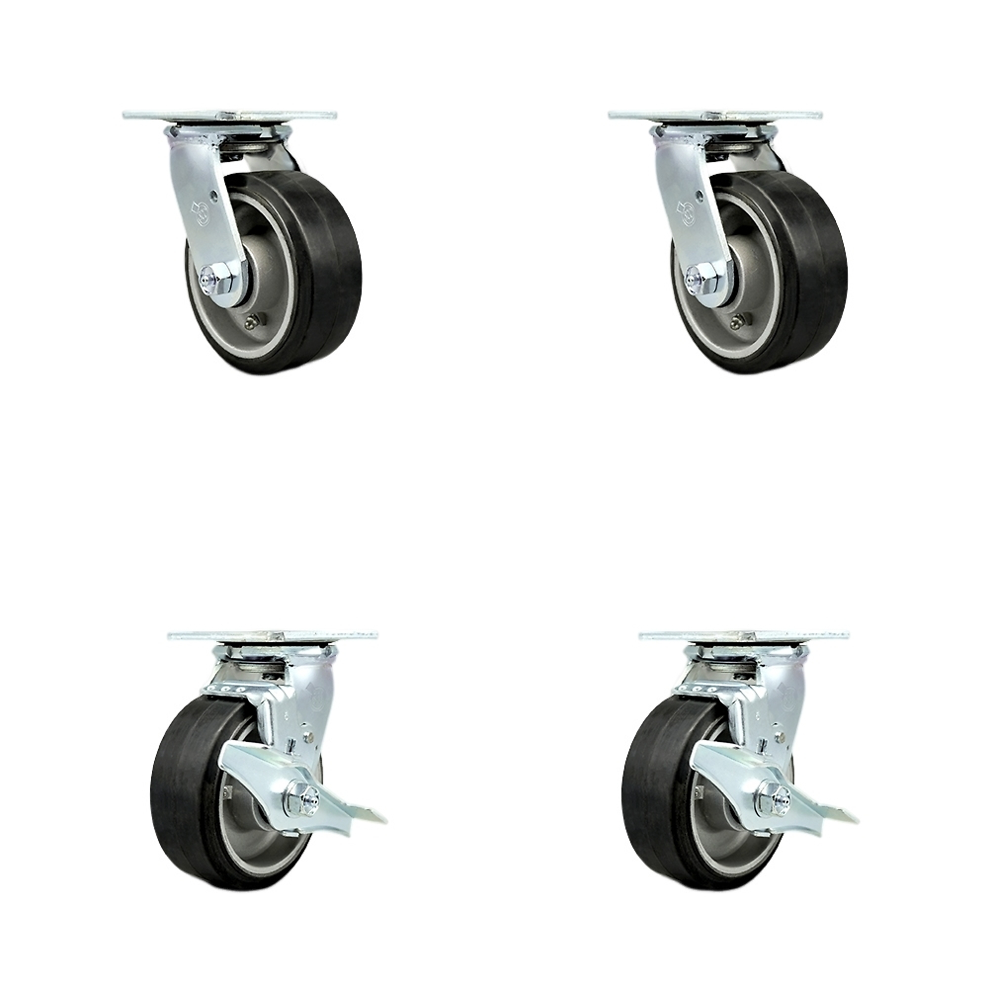 Service Caster, 5Inch x 2Inch Plate Casters, Wheel Diameter 5 in, Caster Type Swivel, Package (qty.) 4, Model SCC-30CS520-RAB-2-TLB-2