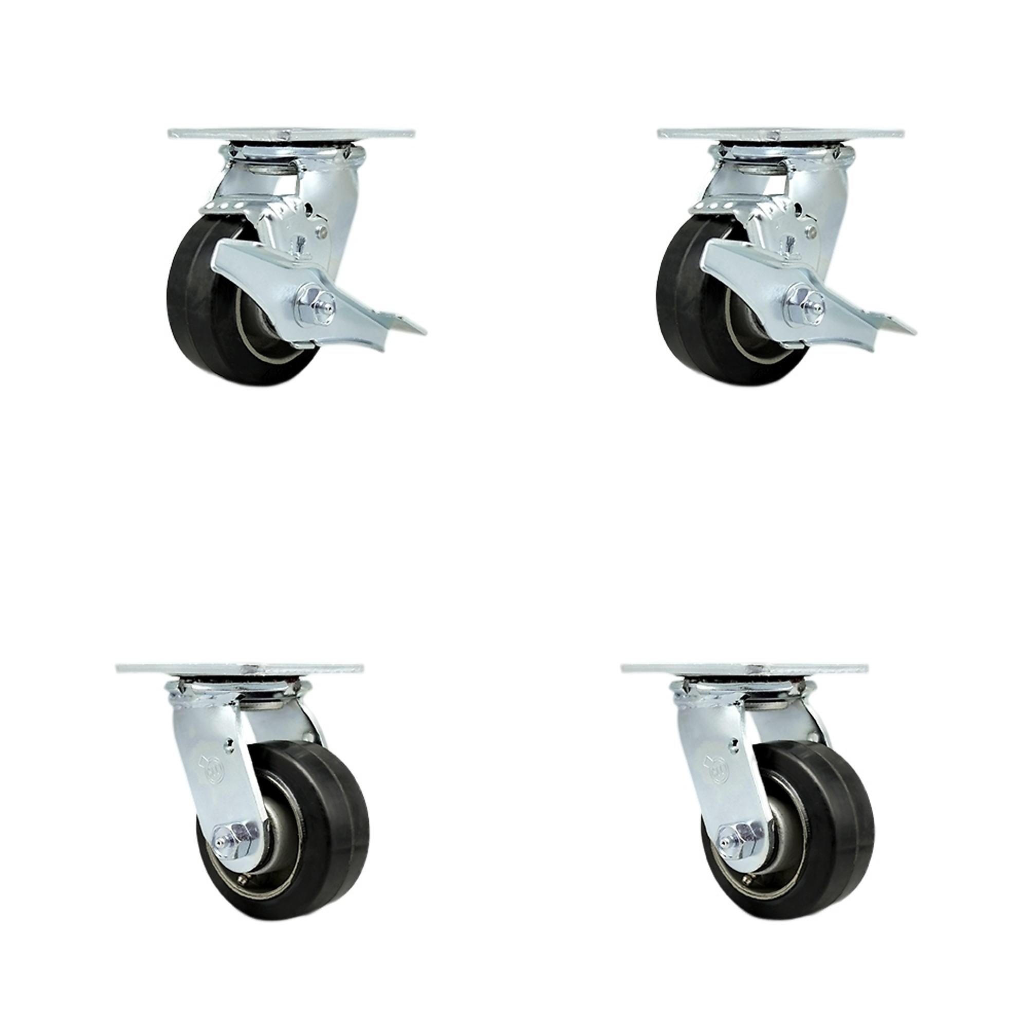 Service Caster, 4Inch x 2Inch Plate Casters, Wheel Diameter 4 in, Caster Type Swivel, Package (qty.) 4, Model SCC-30CS420-RAB-TLB-BSL-2-BSL-2