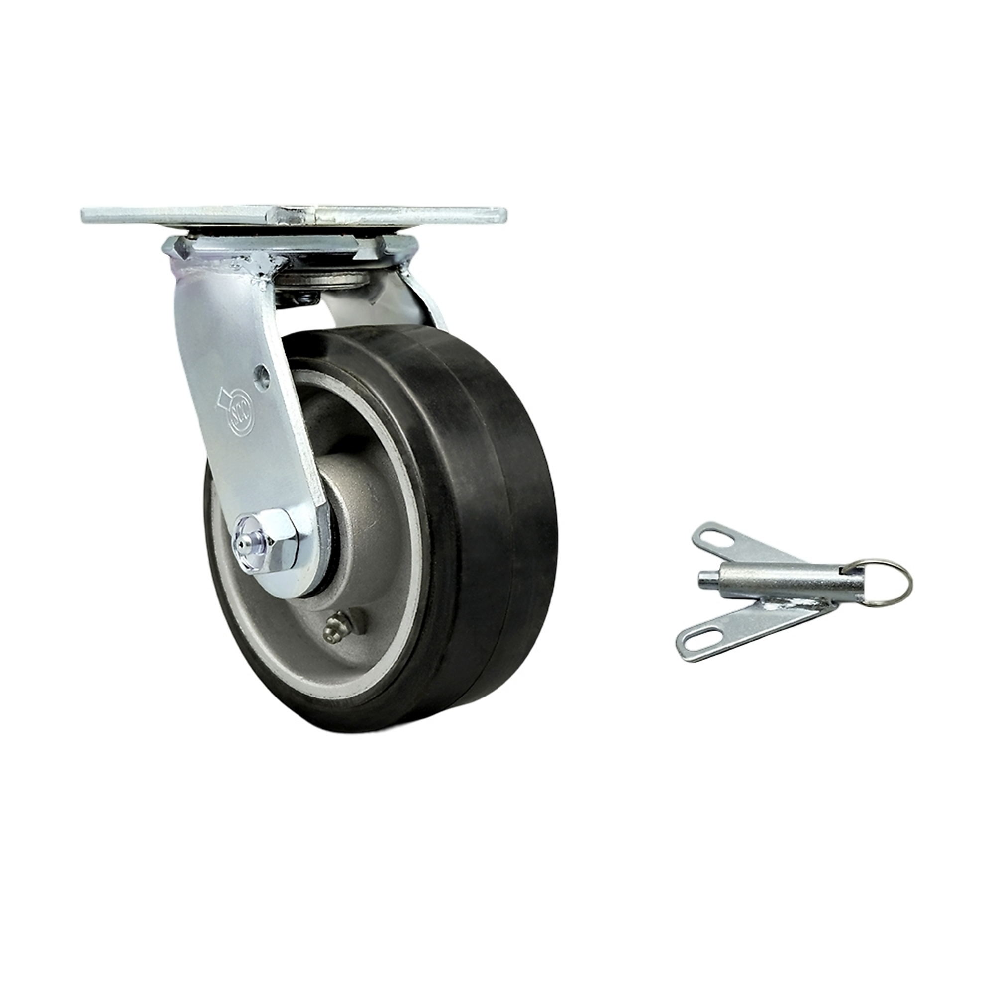 Service Caster, 5Inch x 2Inch Plate Caster, Wheel Diameter 5 in, Caster Type Swivel, Package (qty.) 1, Model SCC-30CS520-RAB-BSL