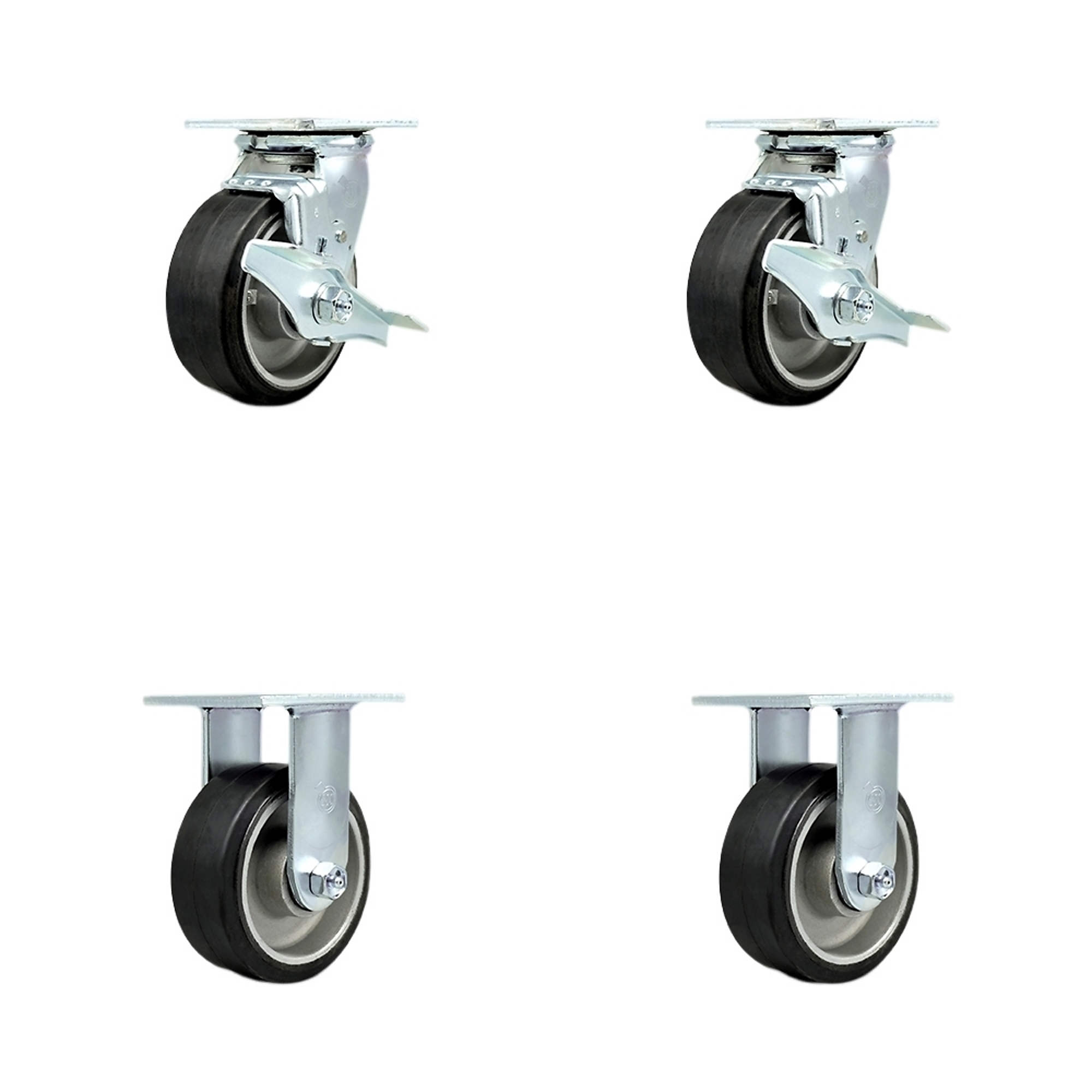 Service Caster, 5Inch x 2Inch Plate Casters, Wheel Diameter 5 in, Caster Type Swivel, Package (qty.) 4, Model SCC-30CS520-RAB-TLB-2-R520-2