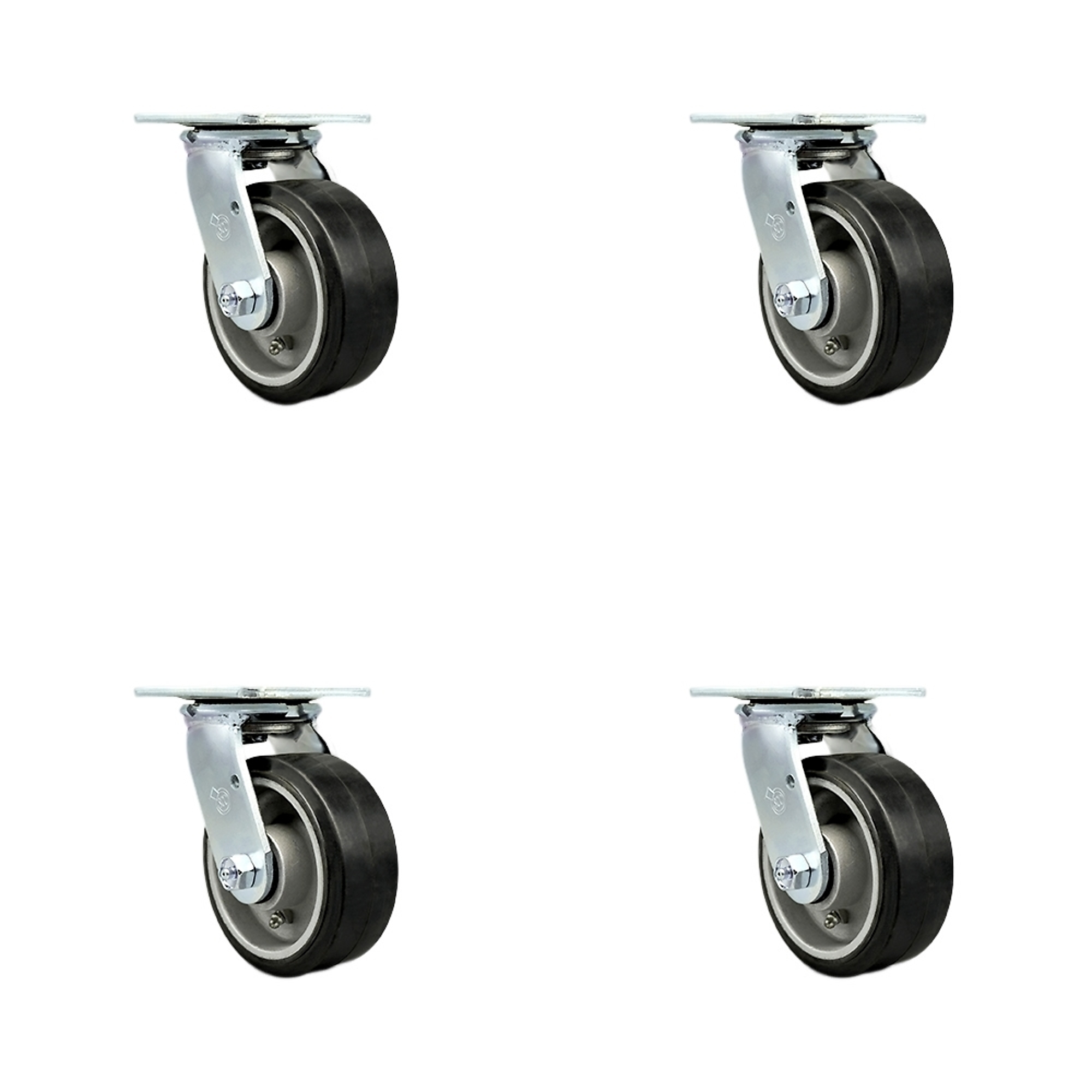 Service Caster, 5Inch x 2Inch Plate Casters, Wheel Diameter 5 in, Caster Type Swivel, Package (qty.) 4, Model SCC-30CS520-RAB-4