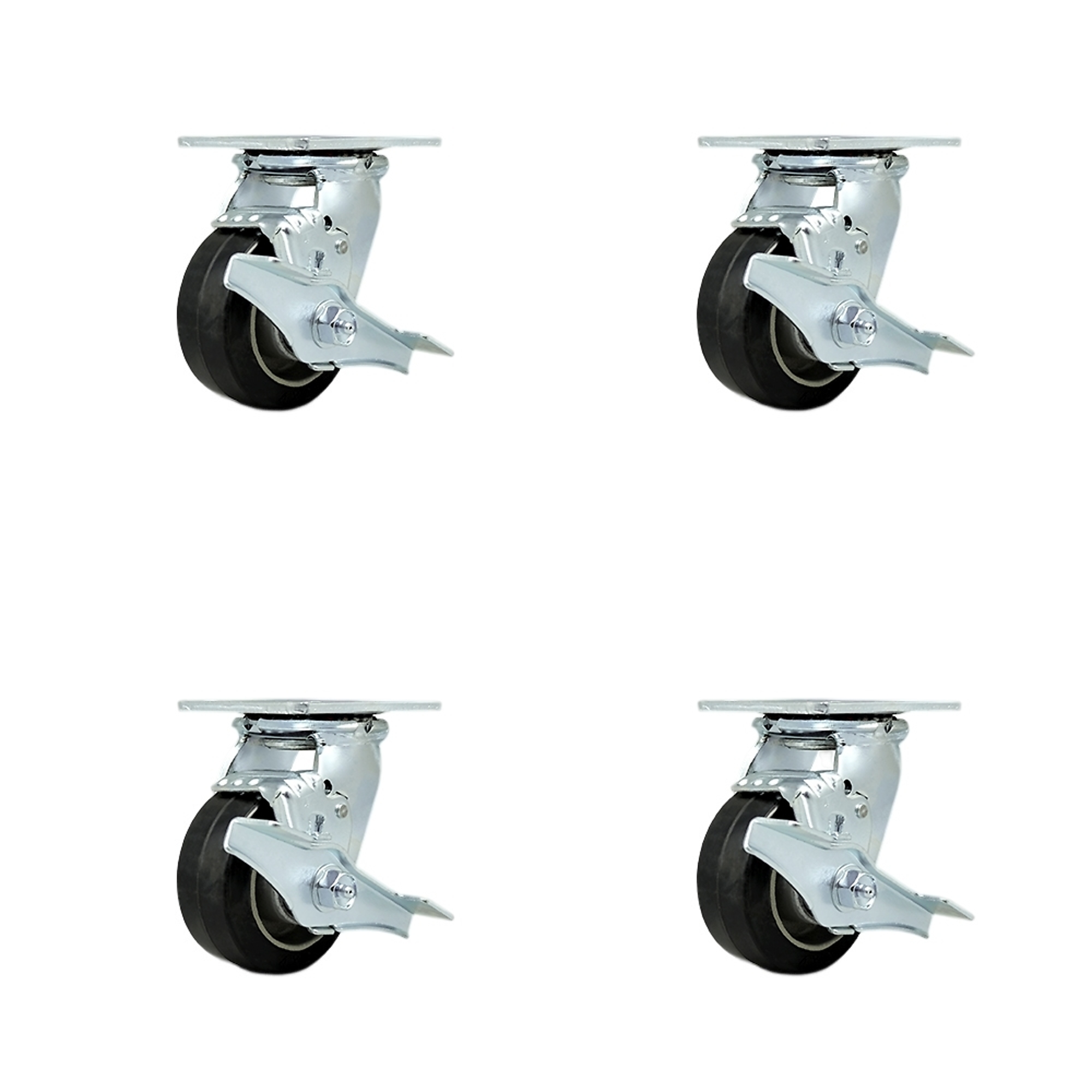 Service Caster, 4Inch x 2Inch Plate Casters, Wheel Diameter 4 in, Caster Type Swivel, Package (qty.) 4, Model SCC-30CS420-RAB-TLB-BSL-2-TLB-2