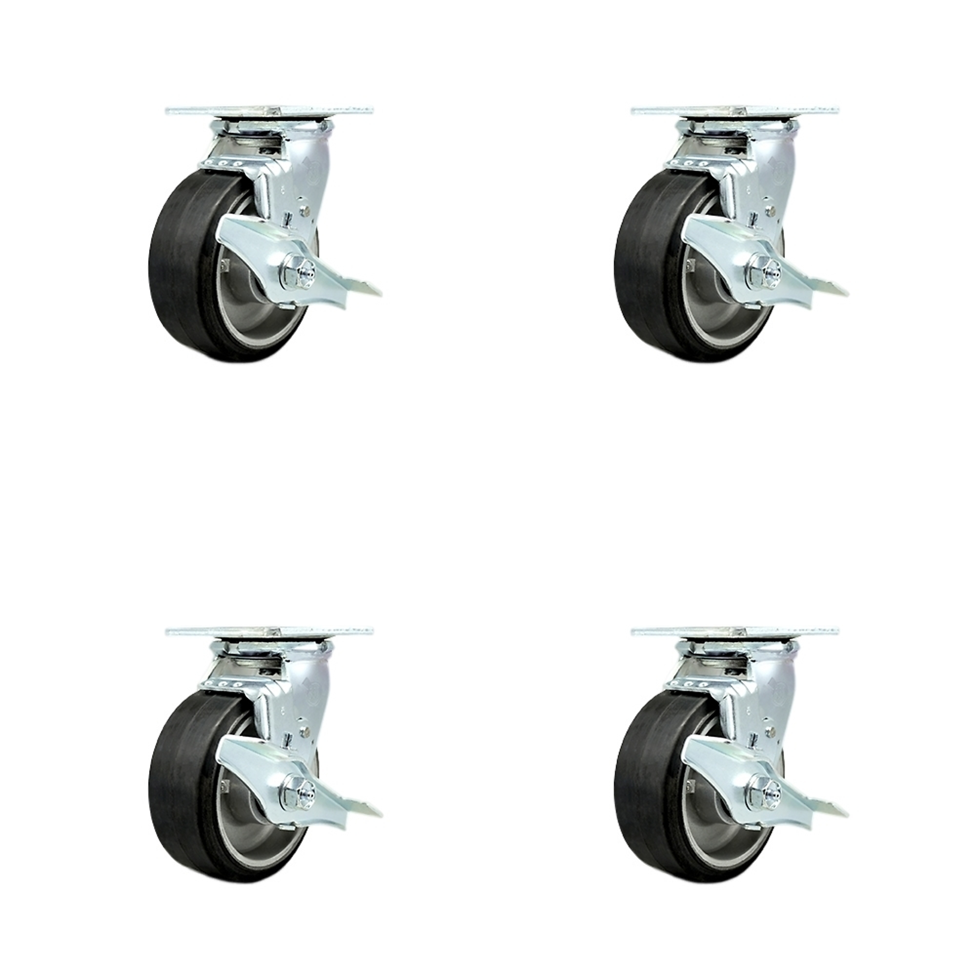 Service Caster, 5Inch x 2Inch Plate Casters, Wheel Diameter 5 in, Caster Type Swivel, Package (qty.) 4, Model SCC-30CS520-RAB-TLB-BSL-2-TLB-2