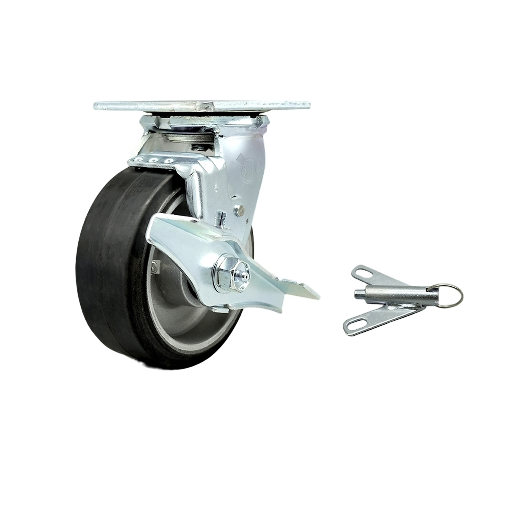 Service Caster, 5Inch x 2Inch Plate Caster, Wheel Diameter 5 in, Caster Type Swivel, Package (qty.) 1, Model SCC-30CS520-RAB-TLB-BSL