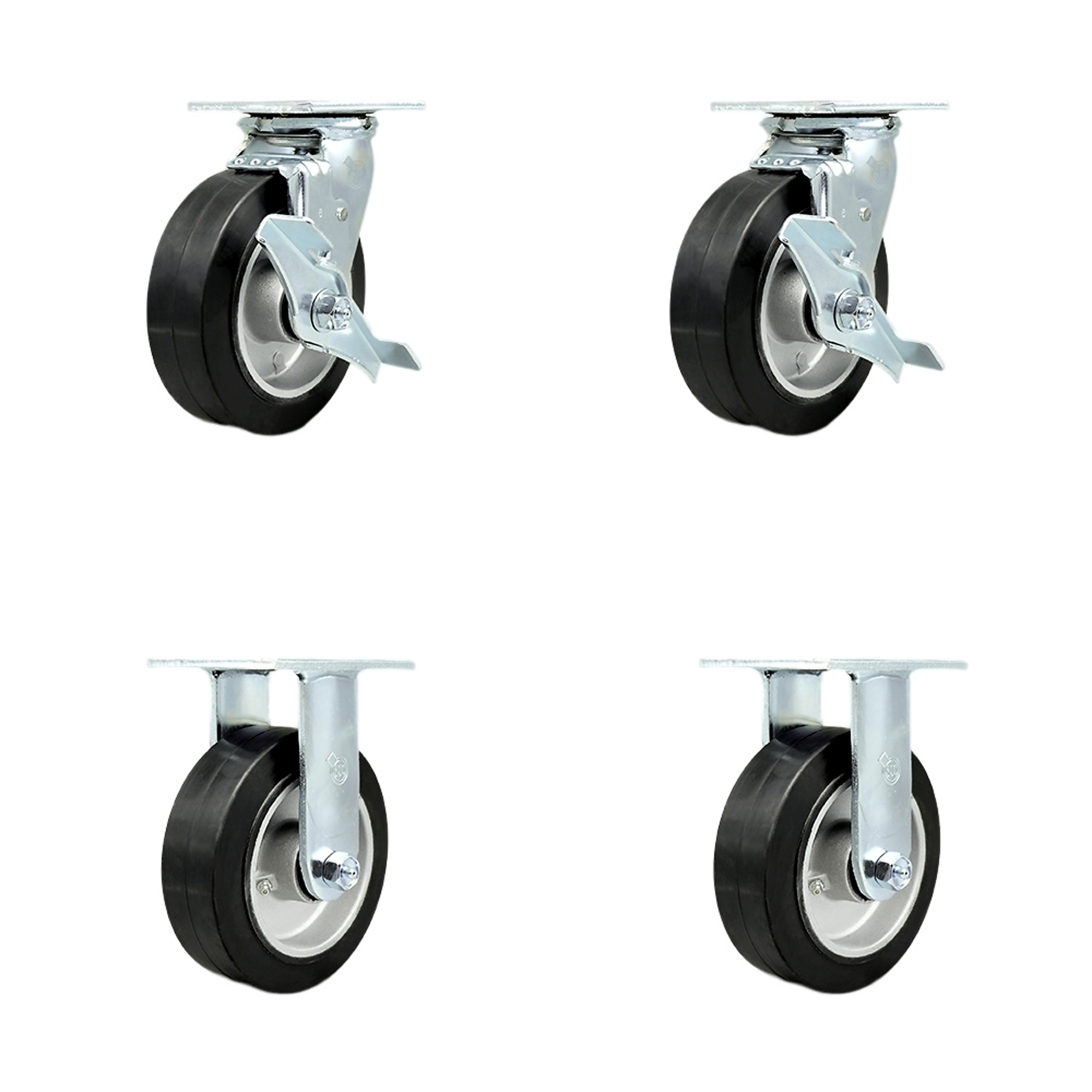 Service Caster, 6Inch x 2Inch Plate Casters, Wheel Diameter 6 in, Caster Type Swivel, Package (qty.) 4, Model SCC-30CS620-RAB-TLB-BSL-2-R-2