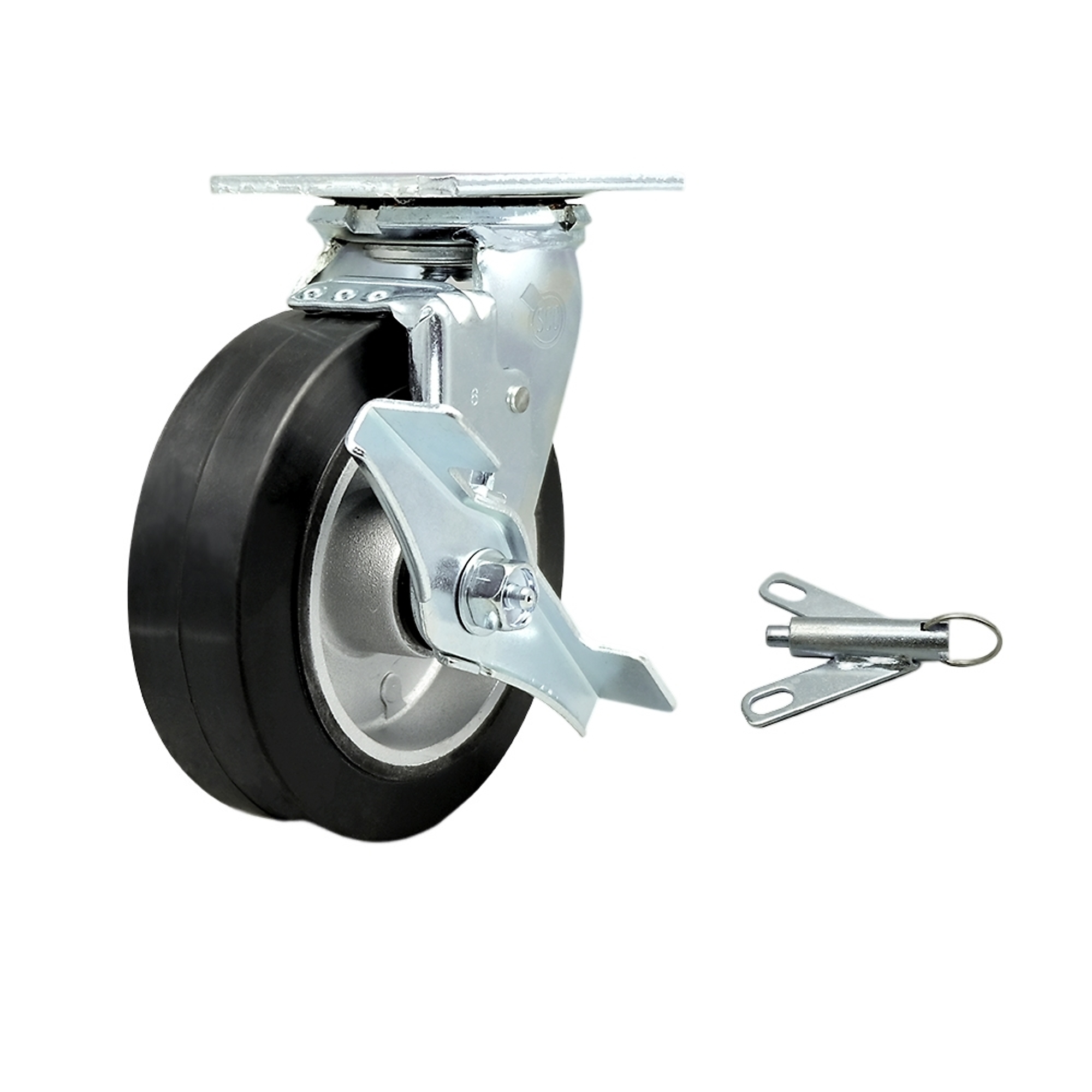 Service Caster, 6Inch x 2Inch Plate Caster, Wheel Diameter 6 in, Caster Type Swivel, Package (qty.) 1, Model SCC-30CS620-RAB-TLB-BSL