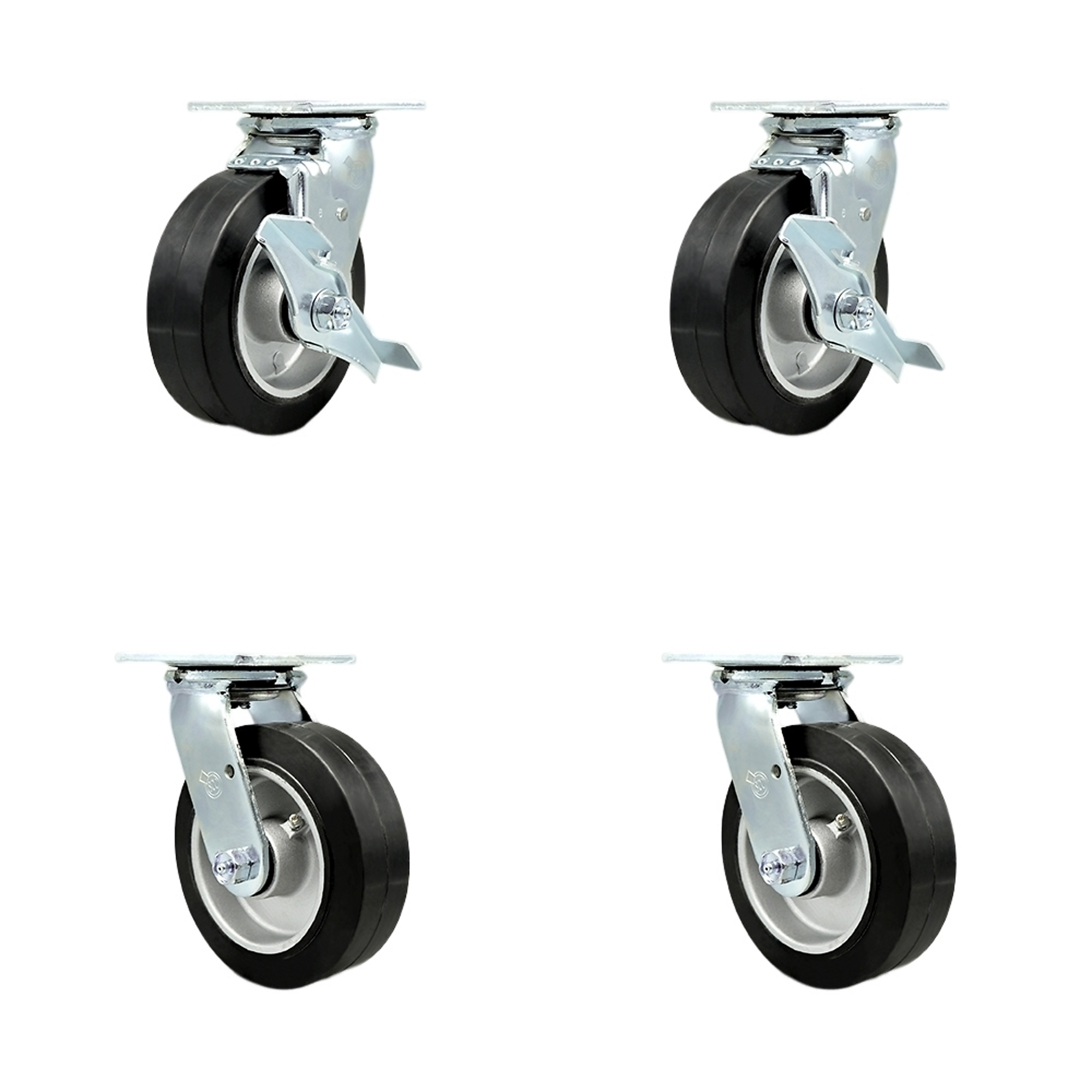 Service Caster, 6Inch x 2Inch Plate Casters, Wheel Diameter 6 in, Caster Type Swivel, Package (qty.) 4, Model SCC-30CS620-RAB-TLB-BSL-2-BSL-2