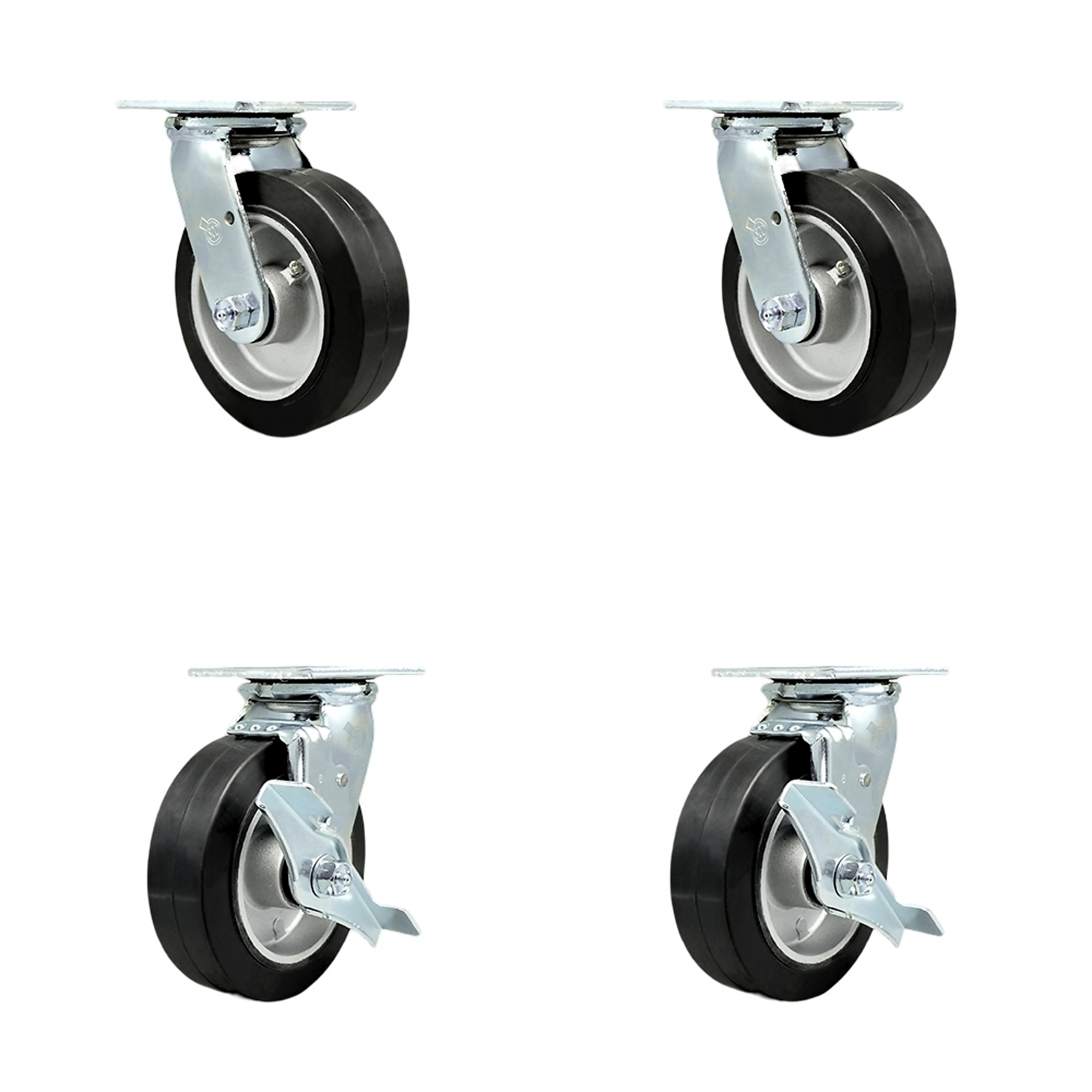 Service Caster, 6Inch x 2Inch Plate Casters, Wheel Diameter 6 in, Caster Type Swivel, Package (qty.) 4, Model SCC-30CS620-RAB-BSL-2-TLB-2