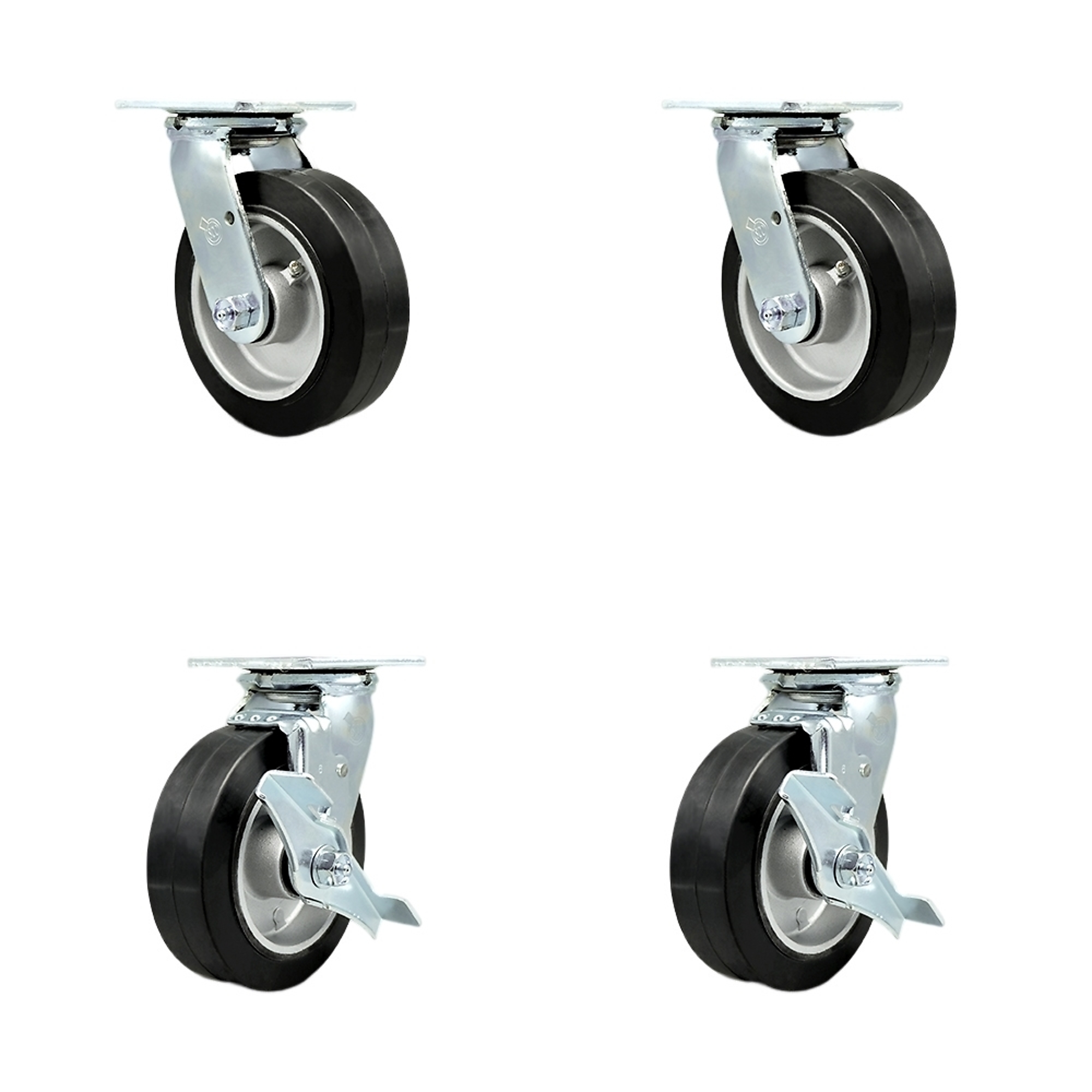 Service Caster, 6Inch x 2Inch Plate Casters, Wheel Diameter 6 in, Caster Type Swivel, Package (qty.) 4, Model SCC-30CS620-RAB-2-TLB-2