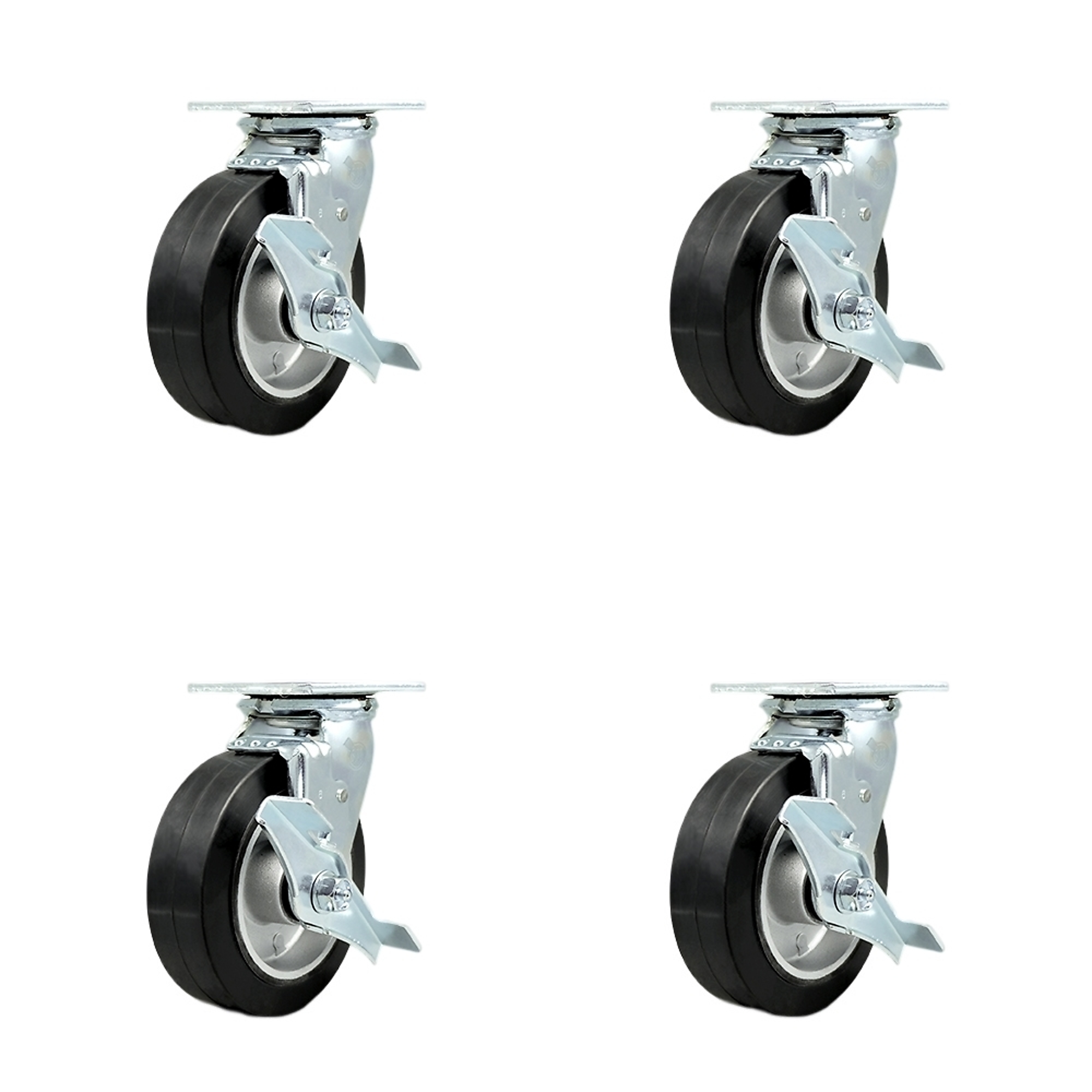 Service Caster, 6Inch x 2Inch Plate Casters, Wheel Diameter 6 in, Caster Type Swivel, Package (qty.) 4, Model SCC-30CS620-RAB-TLB-BSL-2-TLB-2