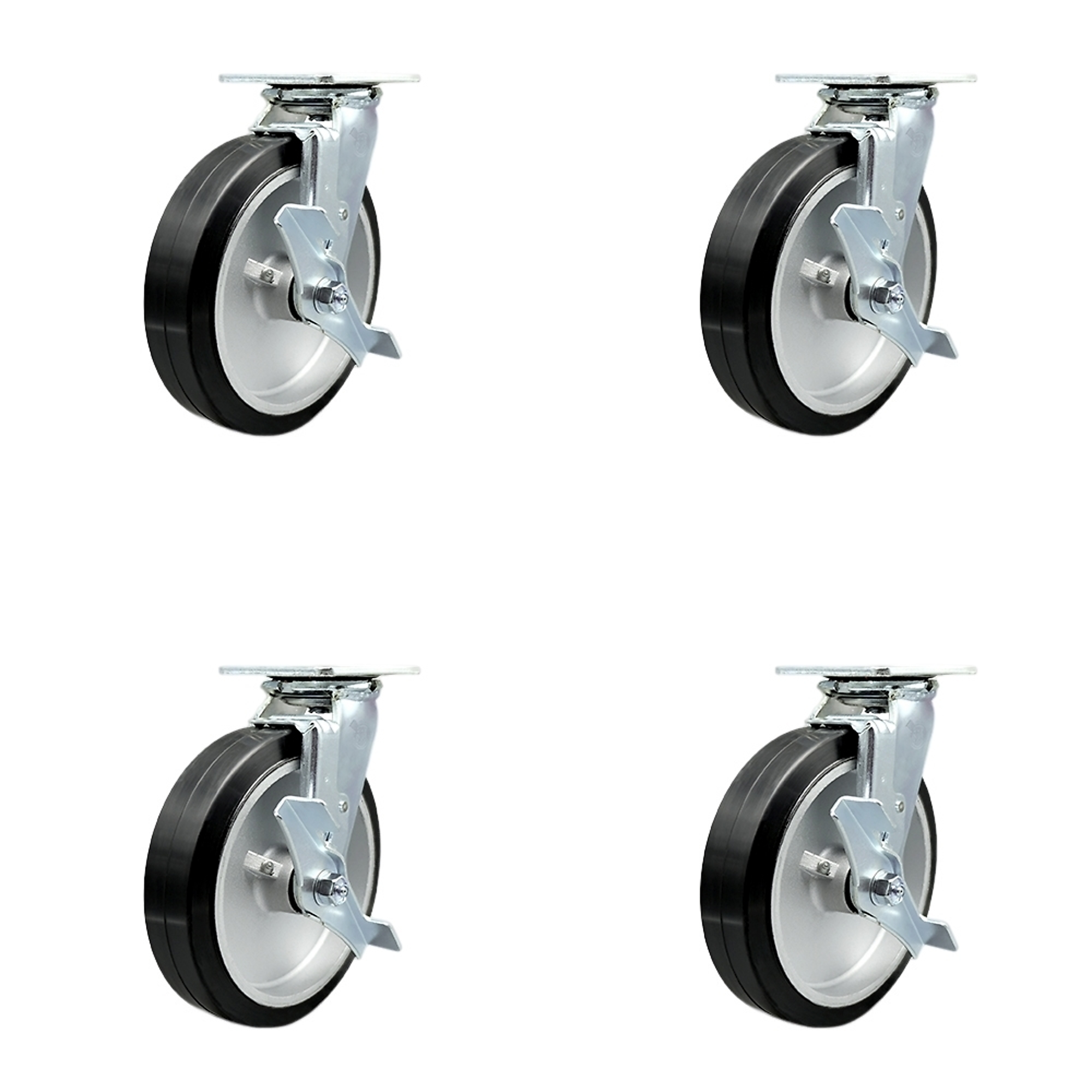 Service Caster, 8Inch x 2Inch Plate Casters, Wheel Diameter 8 in, Caster Type Swivel, Package (qty.) 4, Model SCC-30CS820-RAB-TLB-4