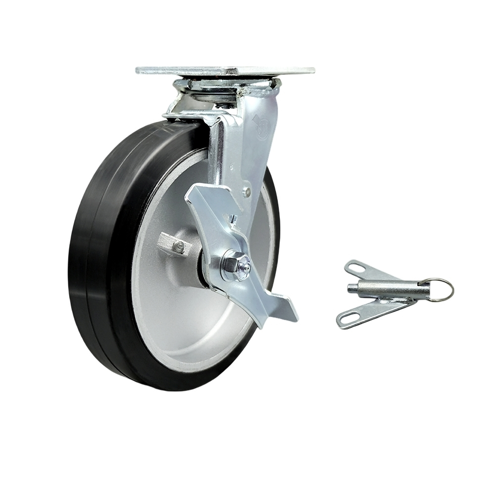 Service Caster, 8Inch x 2Inch Plate Caster, Wheel Diameter 8 in, Caster Type Swivel, Package (qty.) 1, Model SCC-30CS820-RAB-TLB-BSL